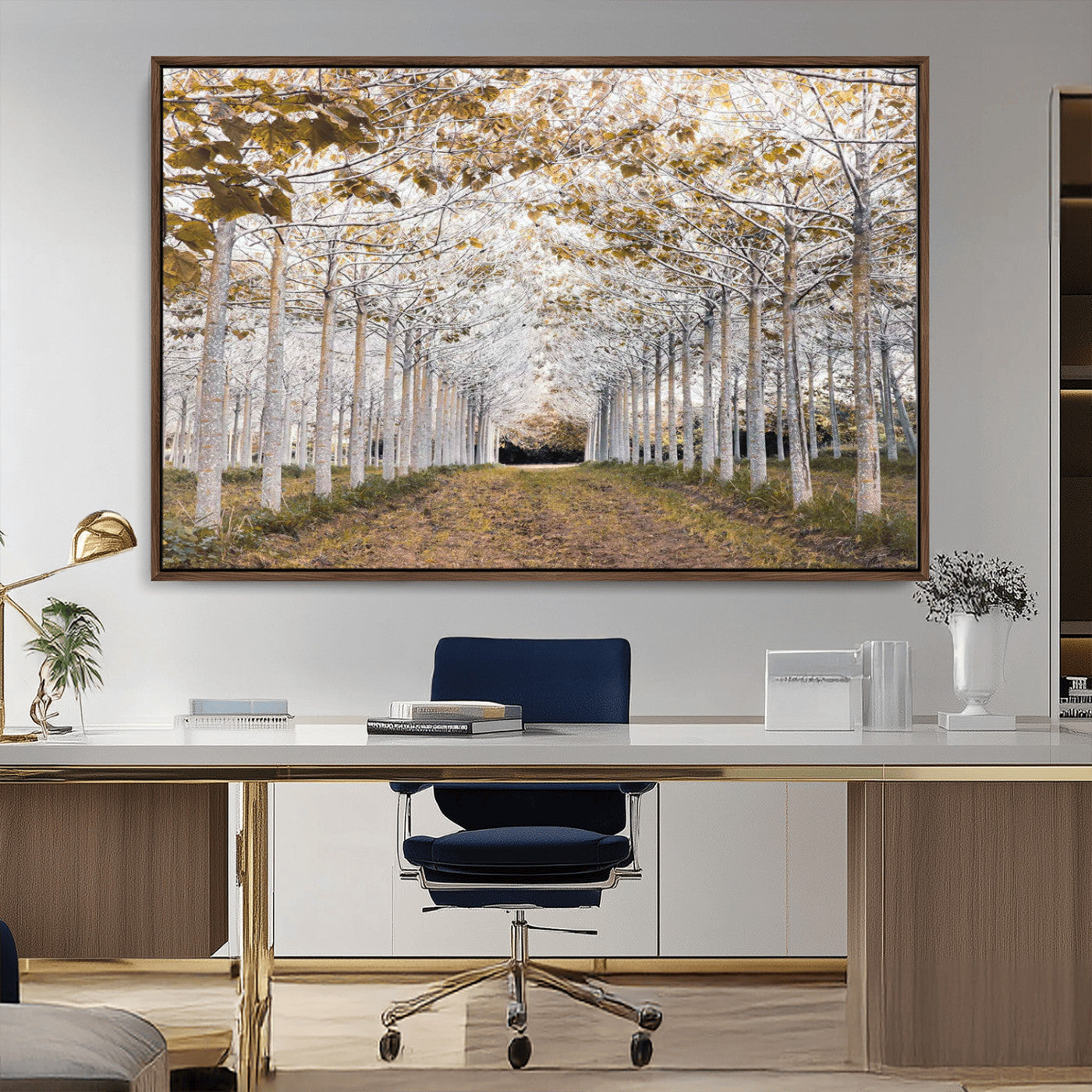 -Forest Grove Wall Art | Serene Pathway Canvas Print | Ready to Hang and Framed Nature Wall Decor for