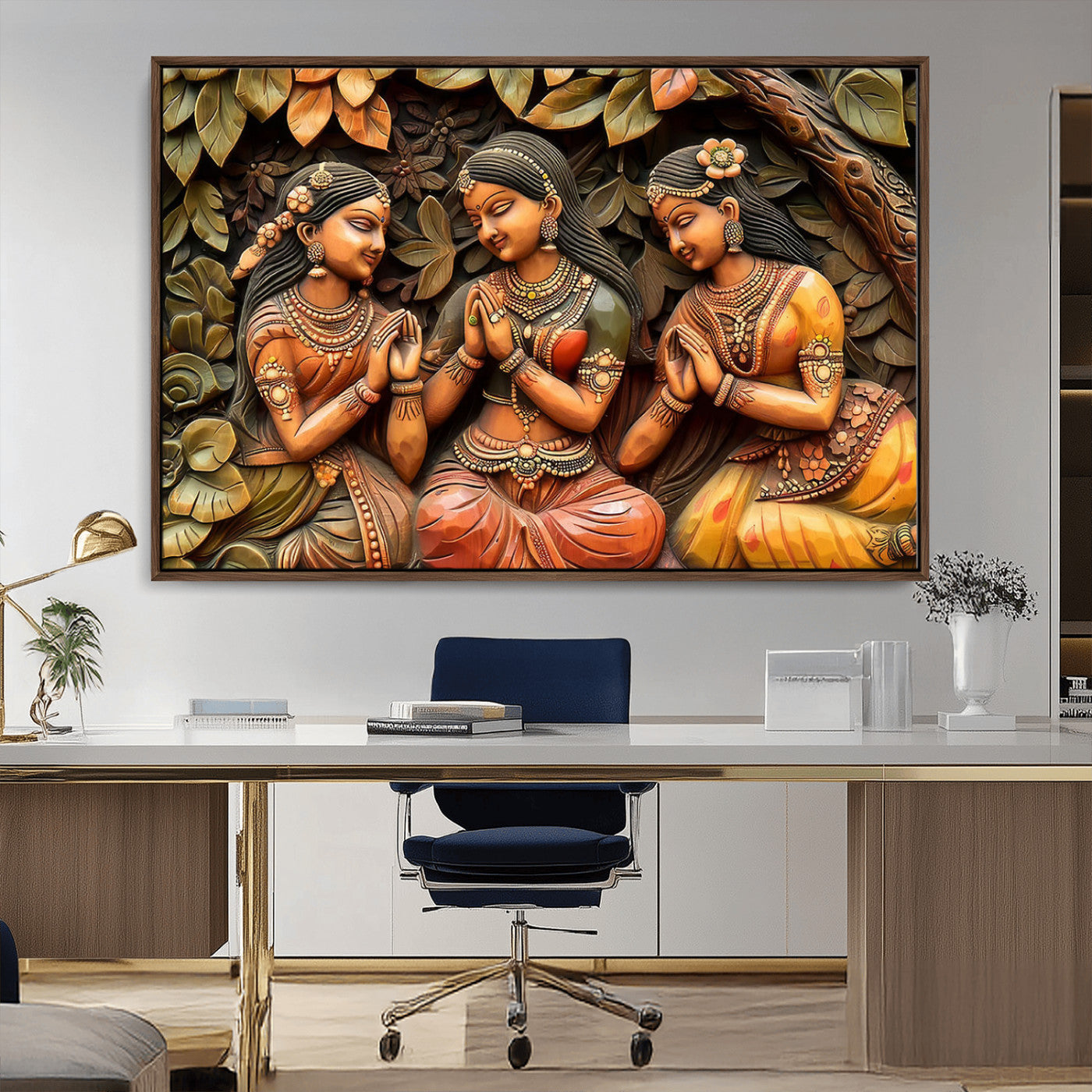 12926-MGV-CV-36X24-Indian Woman Statue Wall Art Canvas Print