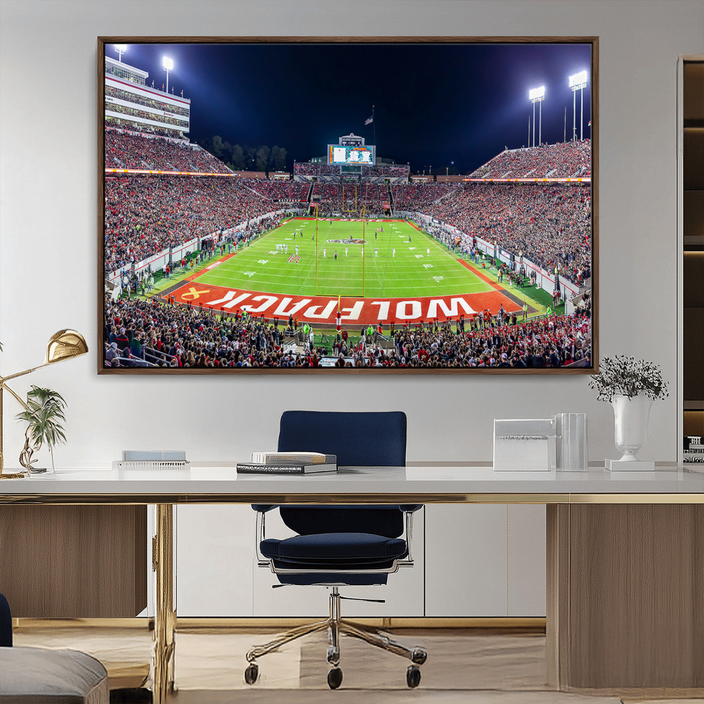 80943-MGV-CV-36X24-Wolfpack Football Team Print - Raleigh Carter-Finley Stadium Wall Art Canvas Print