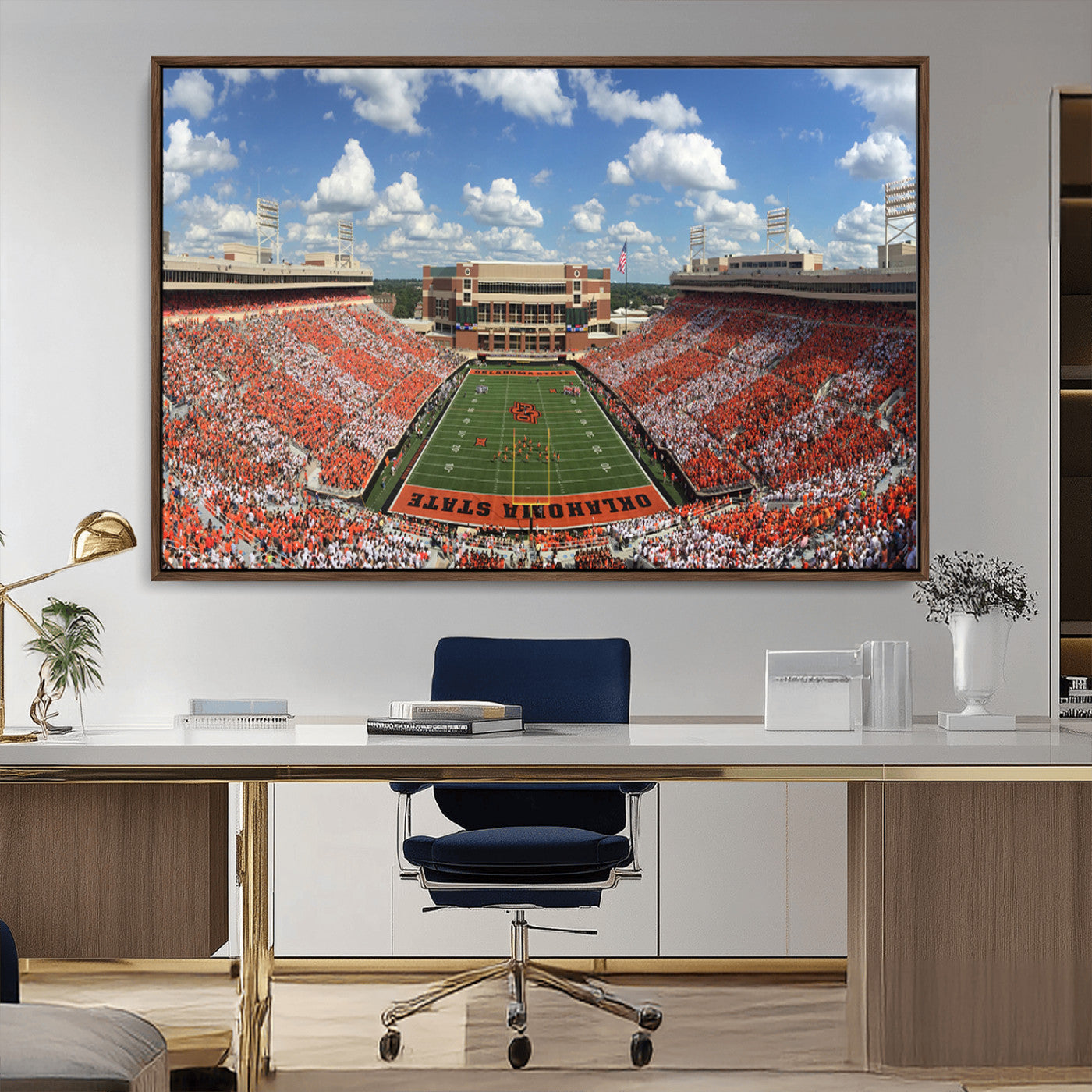 65192-MGV-CV-36X24-Oklahoma State Cowboys Football Team Print - Stillwater Boone Pickens Stadium Wall Art Canvas Print