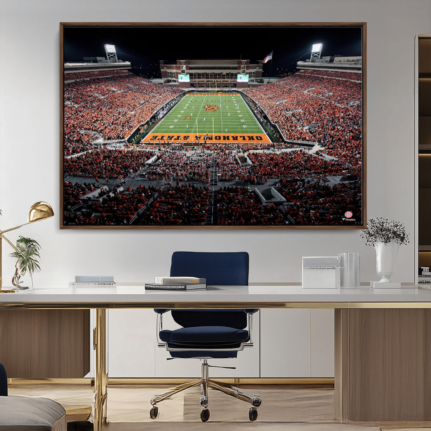 81675-MGV-CV-36X24-Boone Pickens Stadium Wall Art Oklahoma State Cowboys Print Framed Sports Canvas Art for Home, Office, Living Room