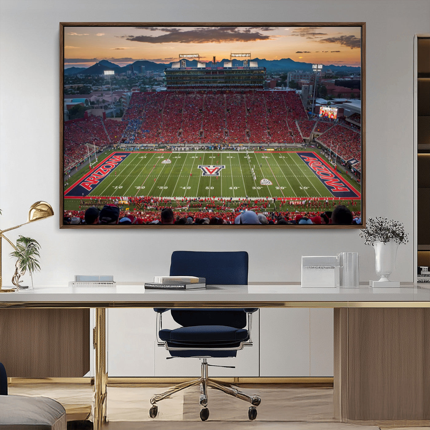 99722-MGV-CV-36X24-Framed Arizona Wildcats Football Team Print - Tucson Arizona Stadium Wall Art Canvas Print