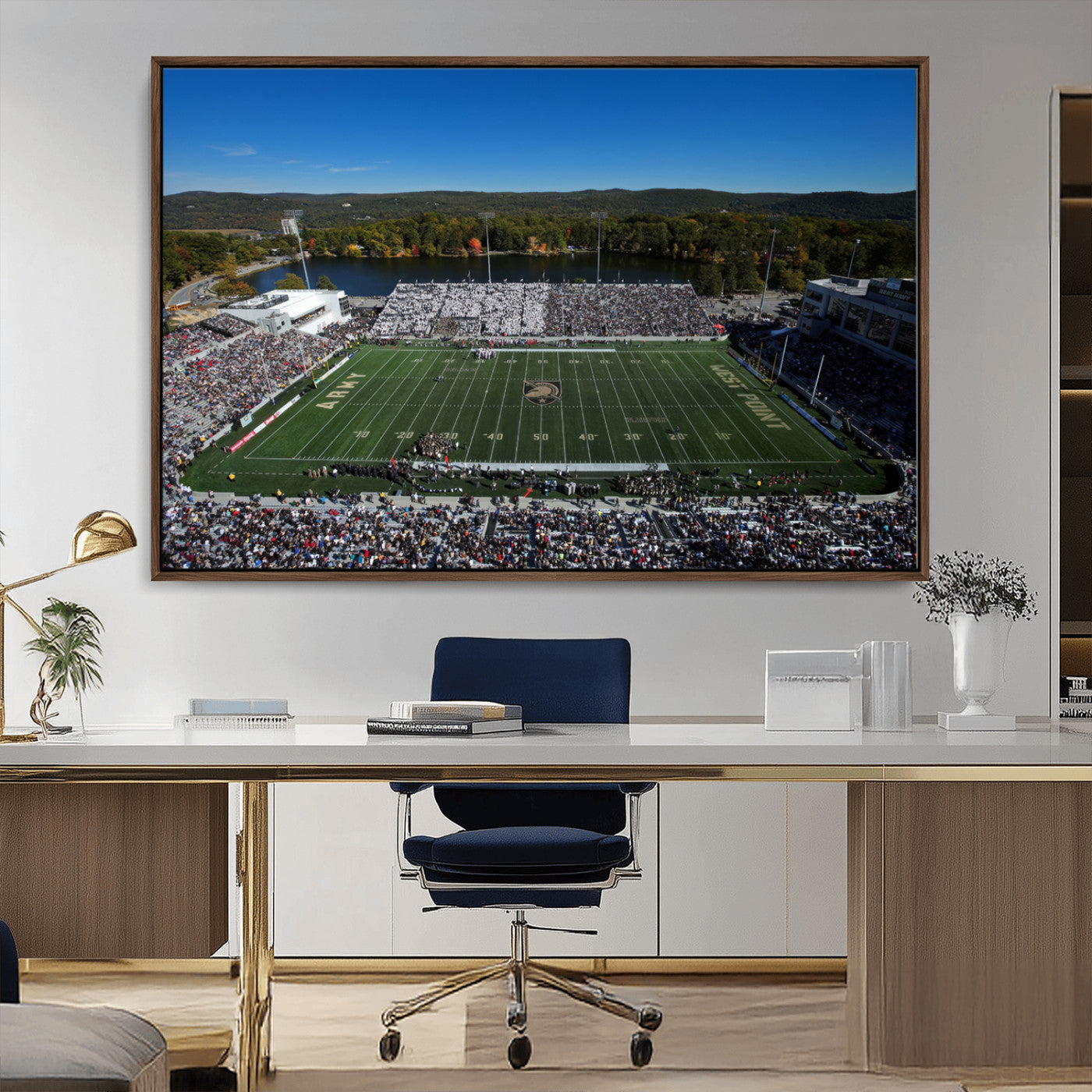 52056-MGV-FC-36X24_Walnut-Army Black Knights Football Team Print - West Point Michie Stadium Wall Art Canvas Print