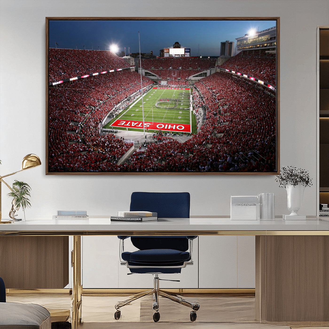 -Ohio State University Buckeyes Football Team Print - Columbus Ohio Stadium Wall Art Canvas Print