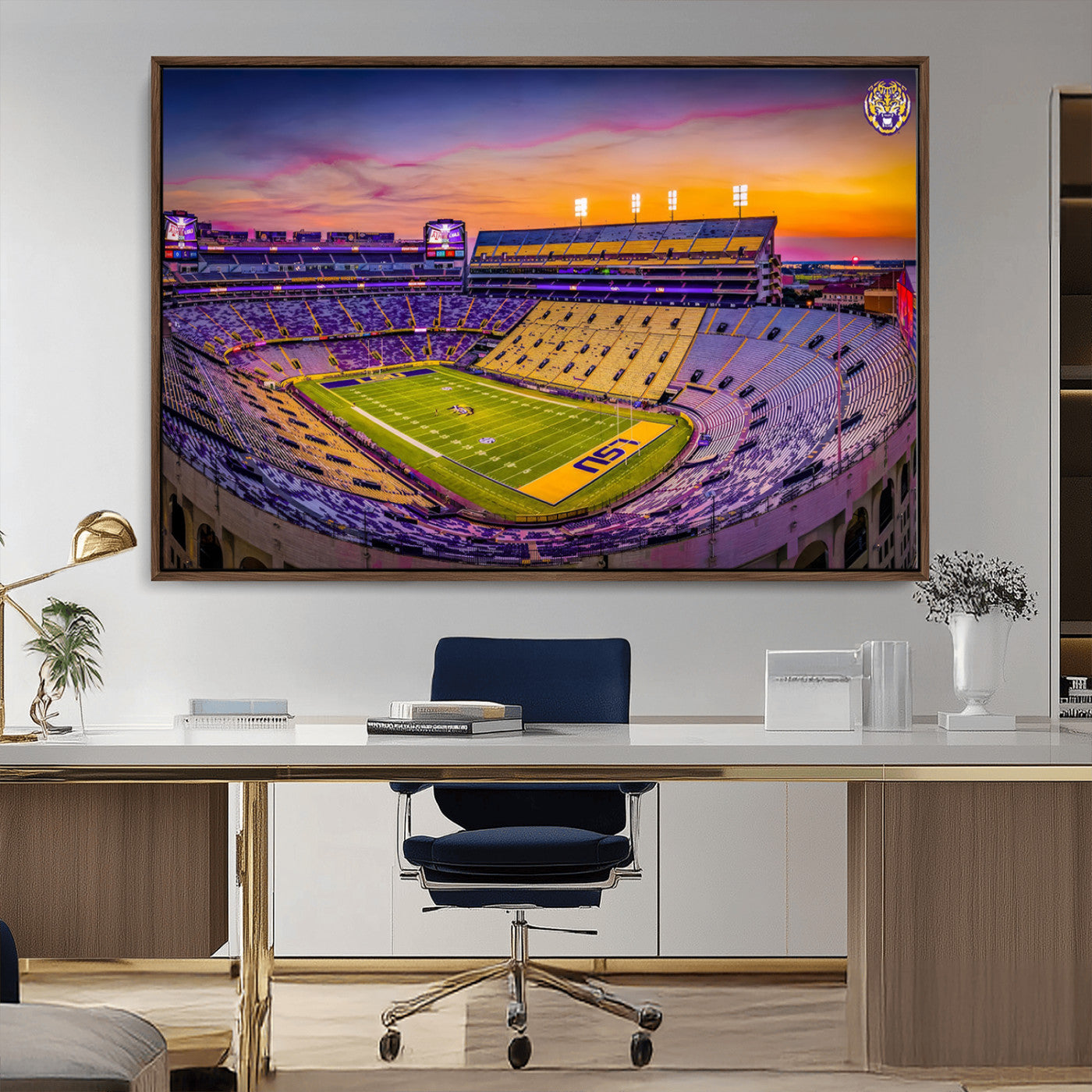 93538-MGV-CV-36X24-The Louisiana State University Tigers Football Team Print - Baton Rouge Tiger Stadium Wall Art