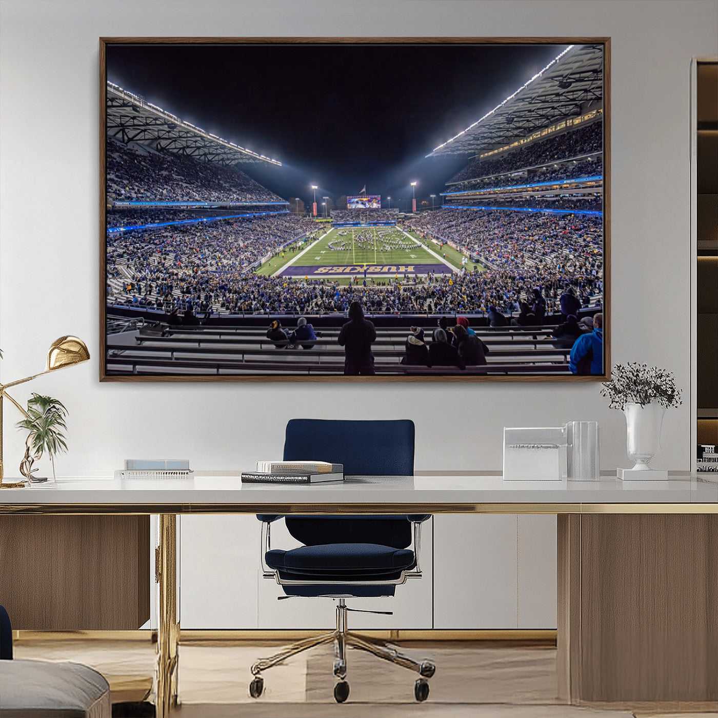 85780-MGV-CV-36X24-The University of Washington Huskies Football Team Print - Seattle Husky Stadium Wall Art Canvas