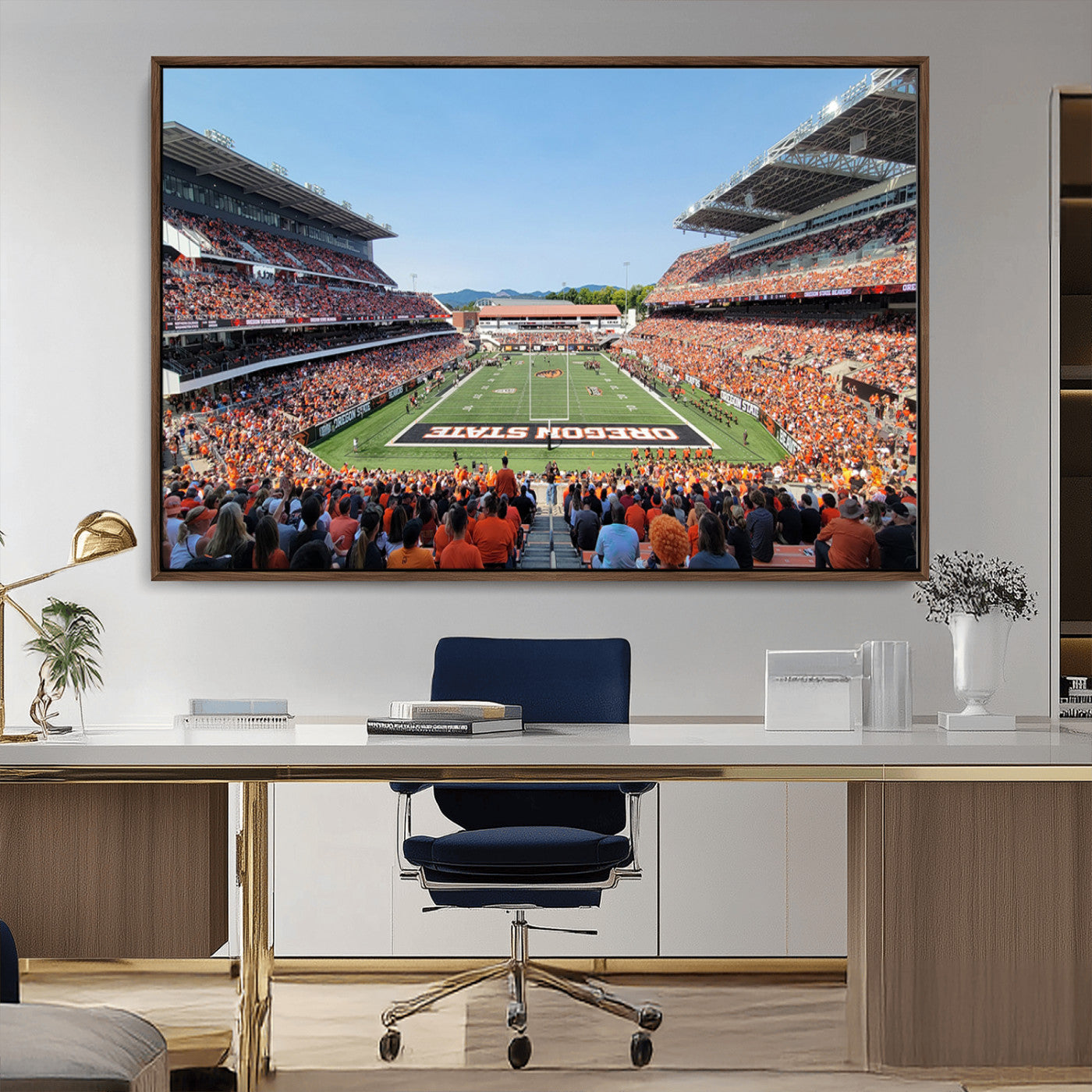 35211-MGV-CV-36X24-Oregon State Beavers Football Team Print - Corvallis Reser Stadium Wall Art Canvas Print