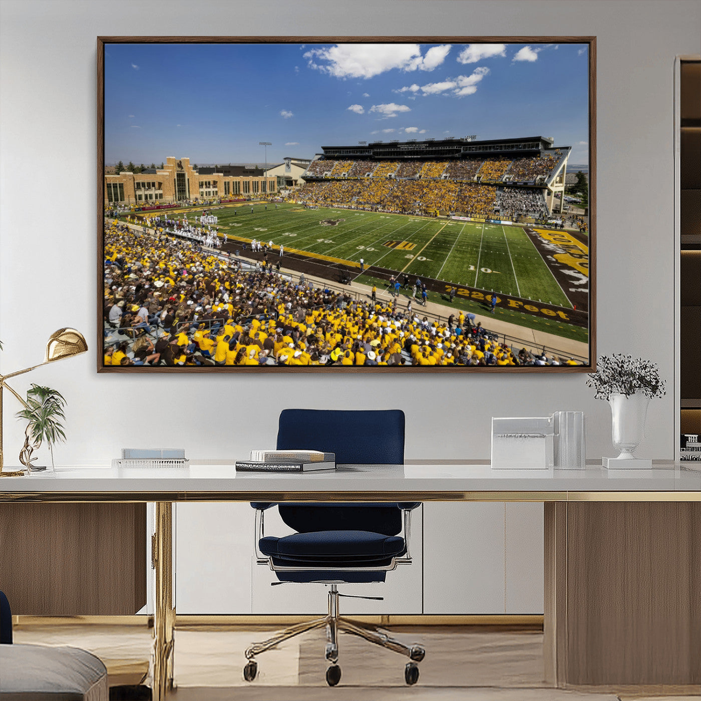 75112-MGV-CV-36X24-University of Wyoming Cowboys Football Team Print - Laramie Jonah Field War Memorial Stadium Wall