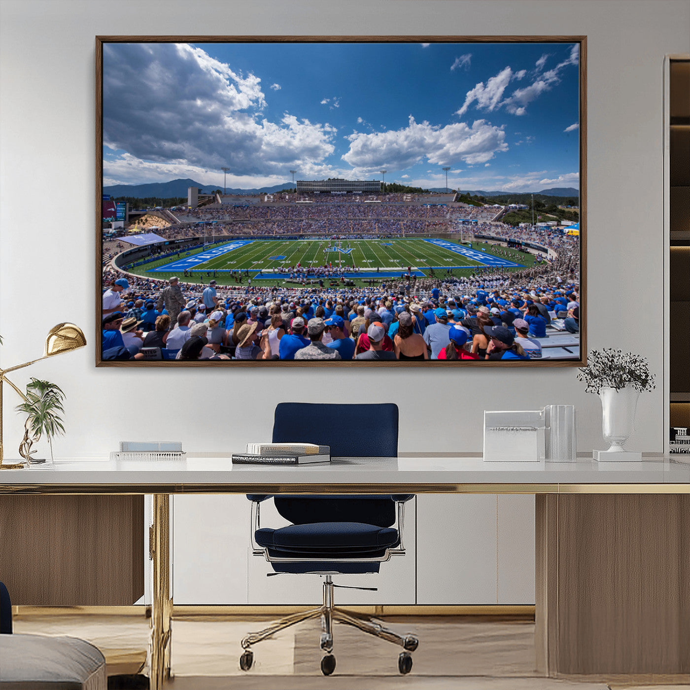 59281-MGV-FC-36X24_Walnut-Air Force Falcons Football Team Print - Colorado Springs Falcon Stadium Wall Art Canvas Print