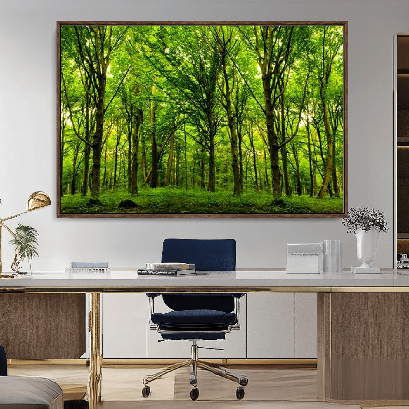 -Lush Green Forest Canvas Print | 3-Panel Forest Wall Art | Nature Landscape for Living Room