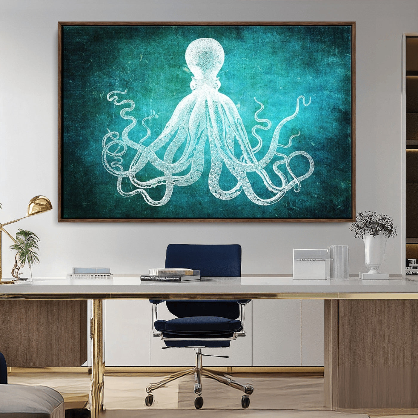 20773-MGV-FC-36X24_Walnut-Green Octopus Abstract Wall Art Canvas Print