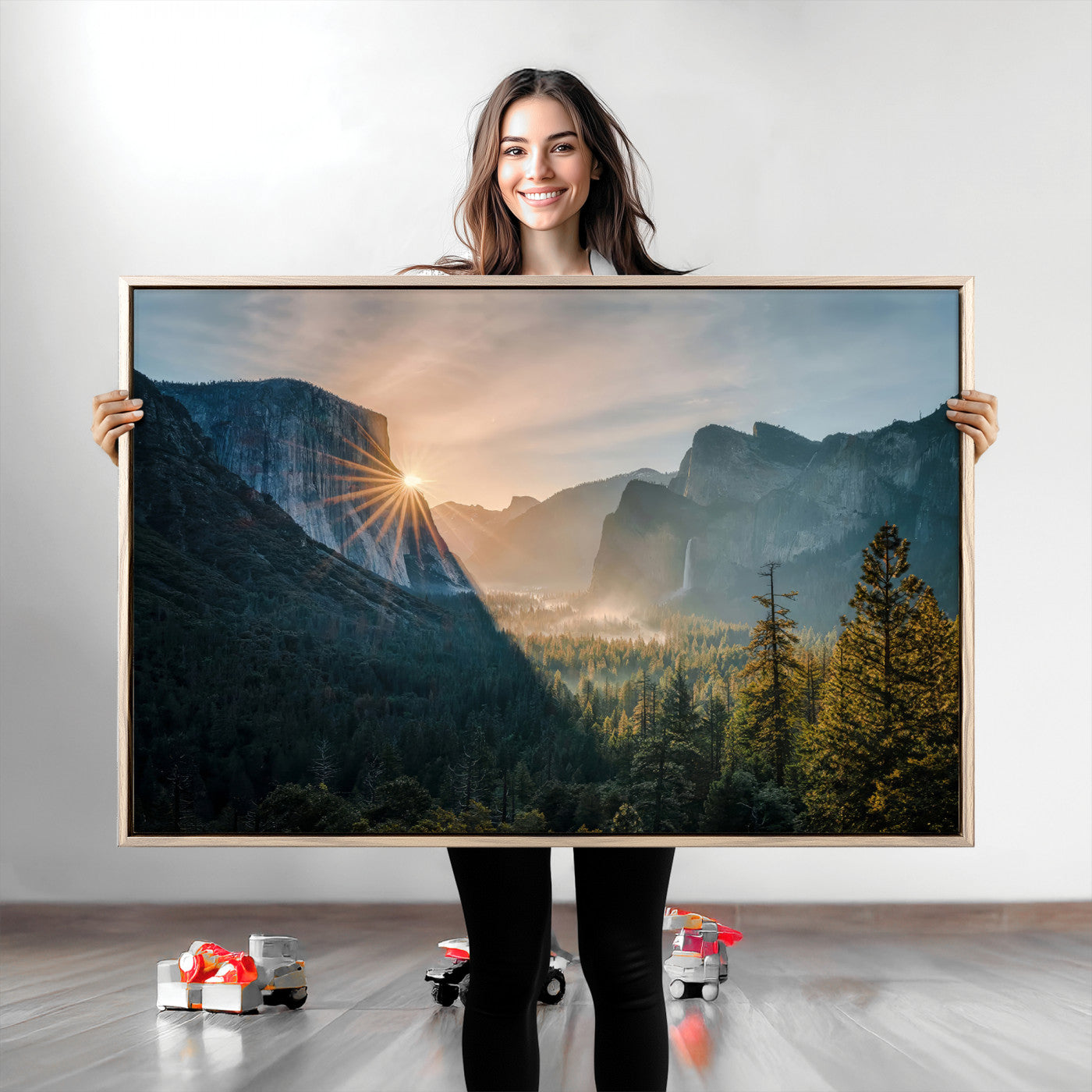 51605481-MGV-CV-36X24-Yosemite Valley Wall Art Canvas Print – Framed Mountain Landscape National Park Scenic Nature Artwork for Home Office