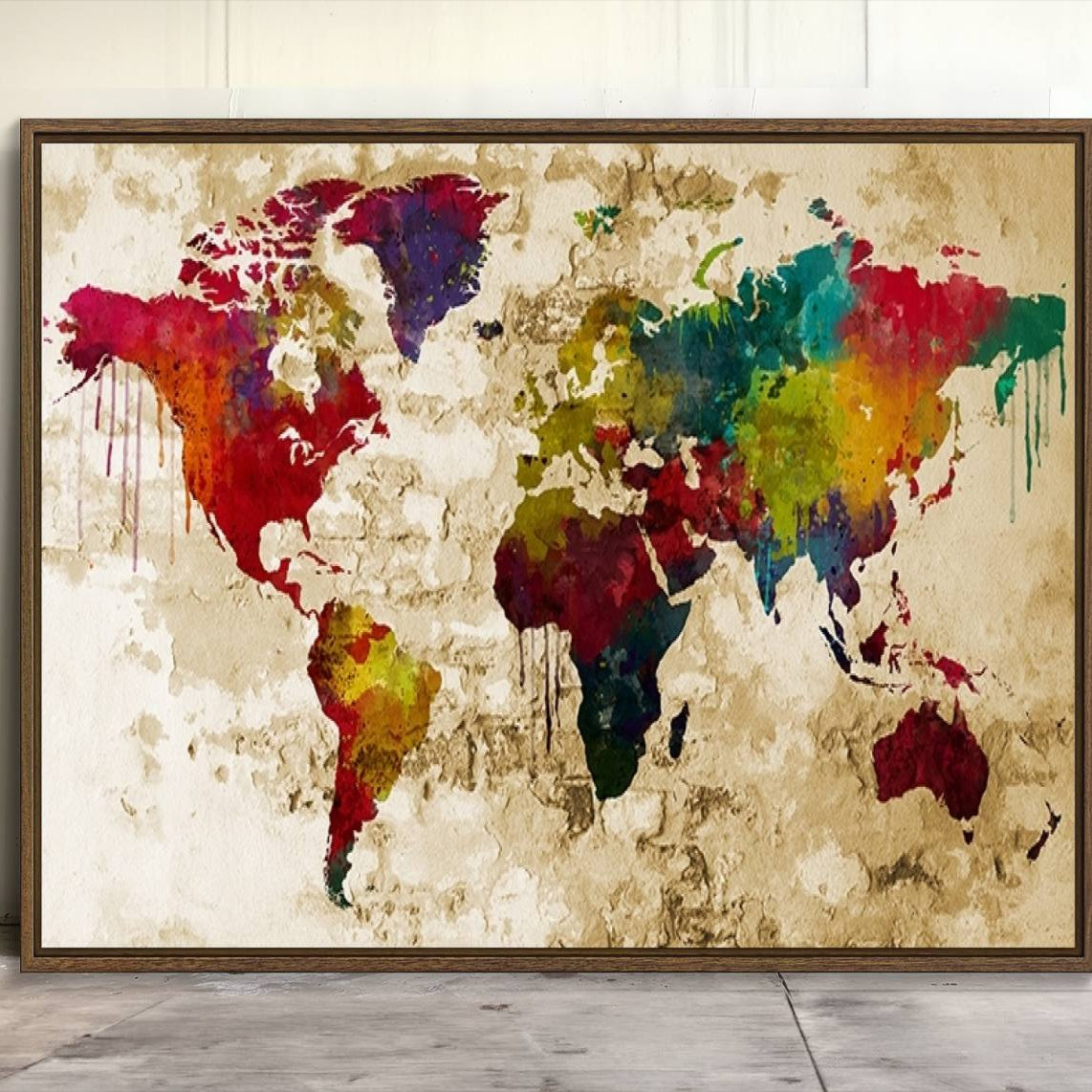 61906-MGV-CV-36X24-World Map Canvas Print – Framed Push Pin Wall Art, Color Splash Travel Map for Modern Home and Office Decor