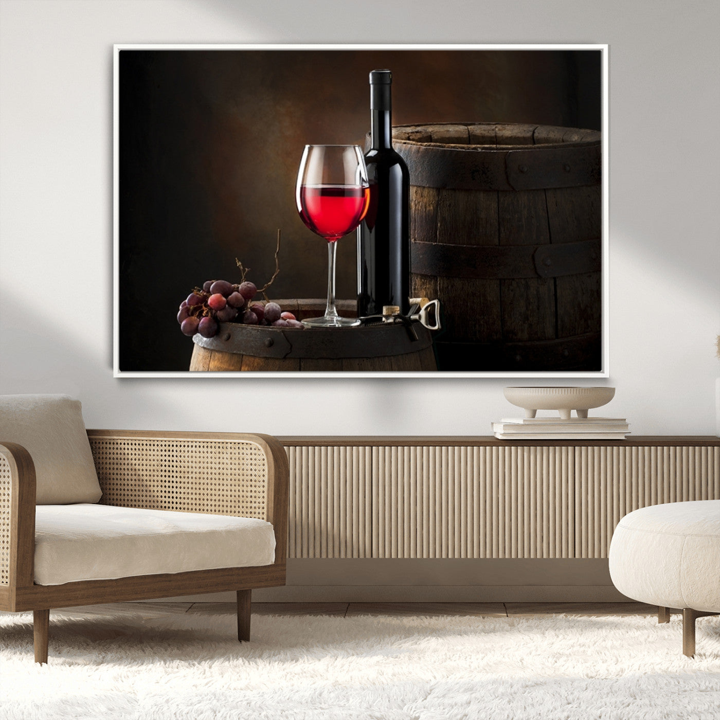 -Red Wine and Bottle Canvas Print