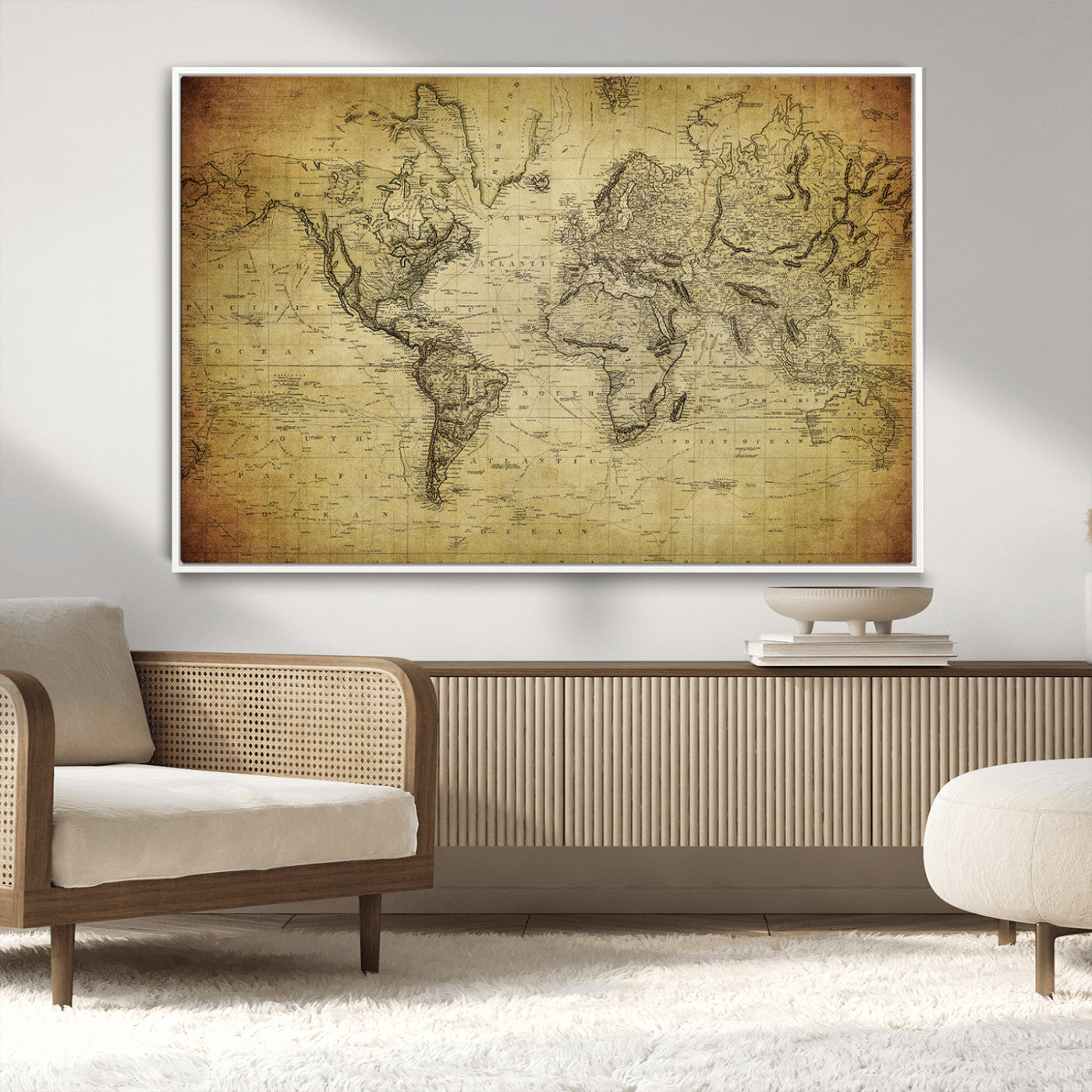 -Push Pin World Map Canvas Print – Travel Tracker Wall Art for Couples, Perfect Anniversary Gift for Home or Office Decor