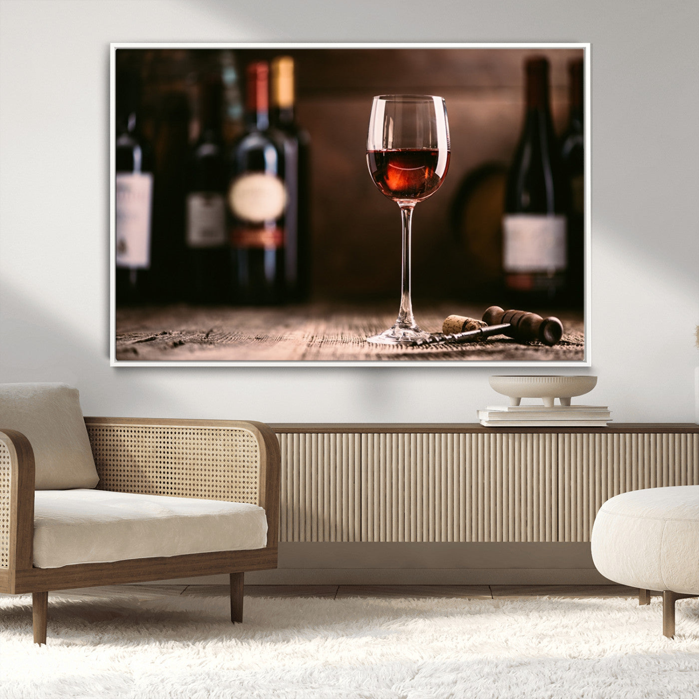 -Red Wine and Bottle Canvas Print