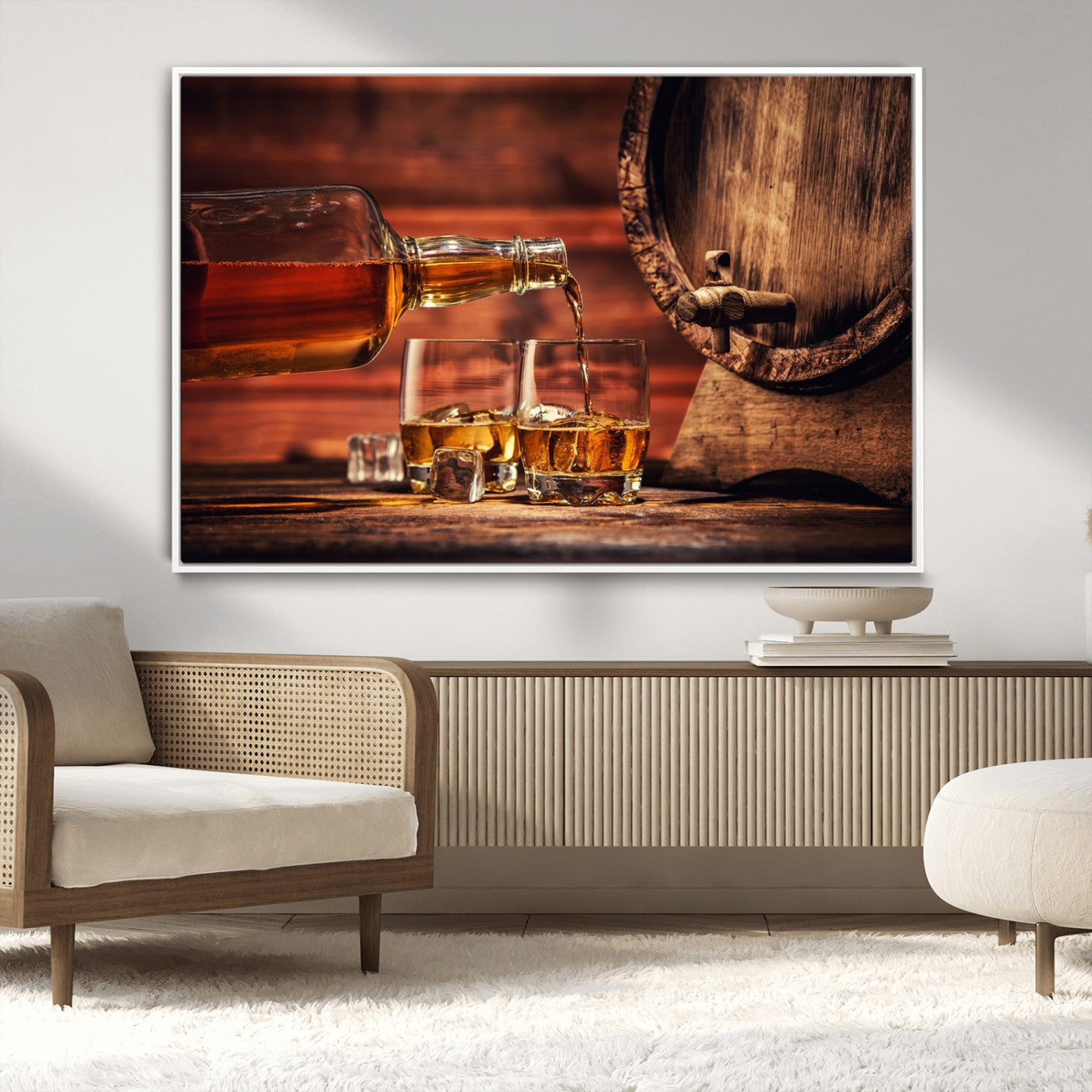 -Whiskey and Cigar Canvas Wall Art | 3 Panel Bar Room Decor for Home Lounge, Office, or Man Cave |
