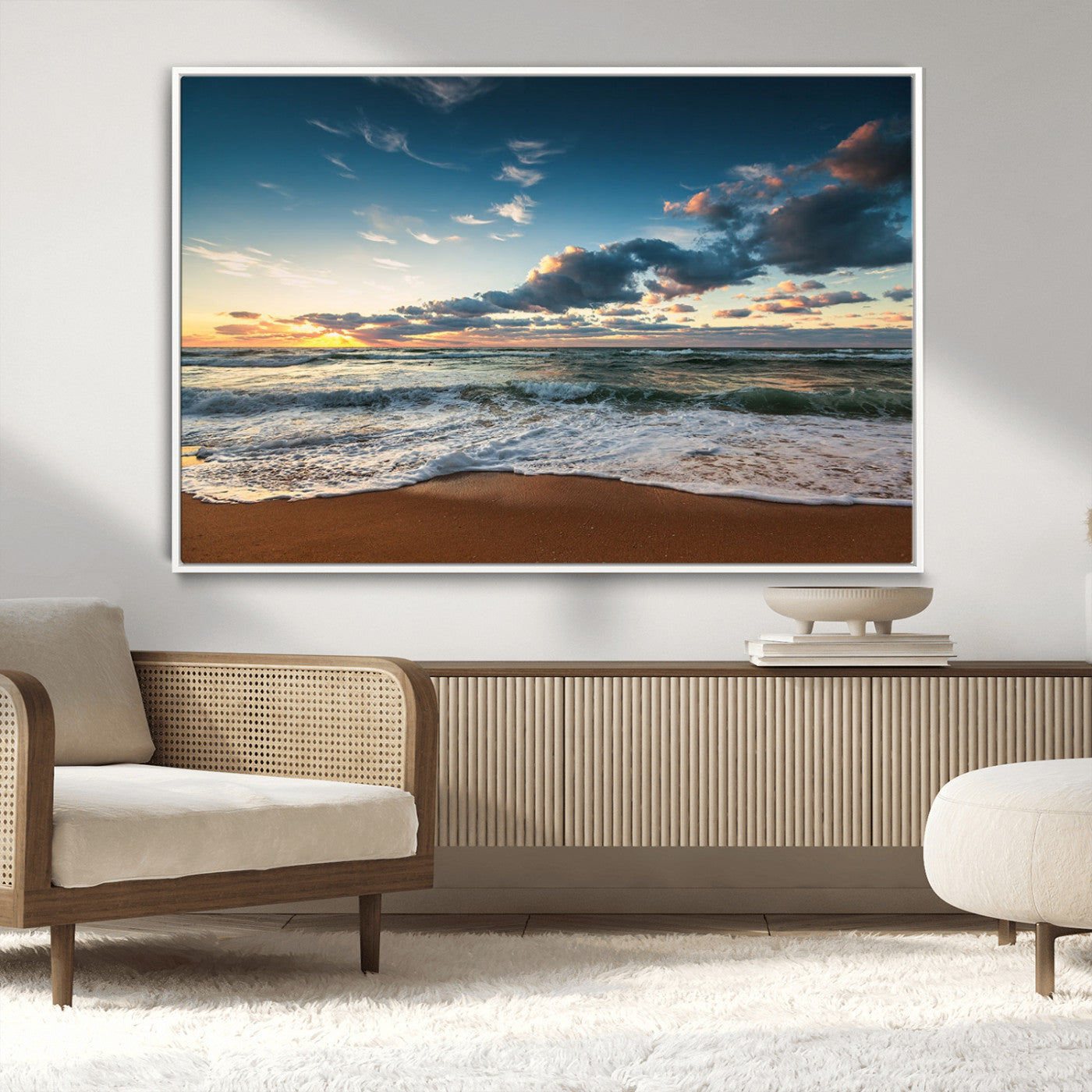 -Ocean Beach Wall Art Canvas Print Sunset Artwork Print Coastal Wall Art