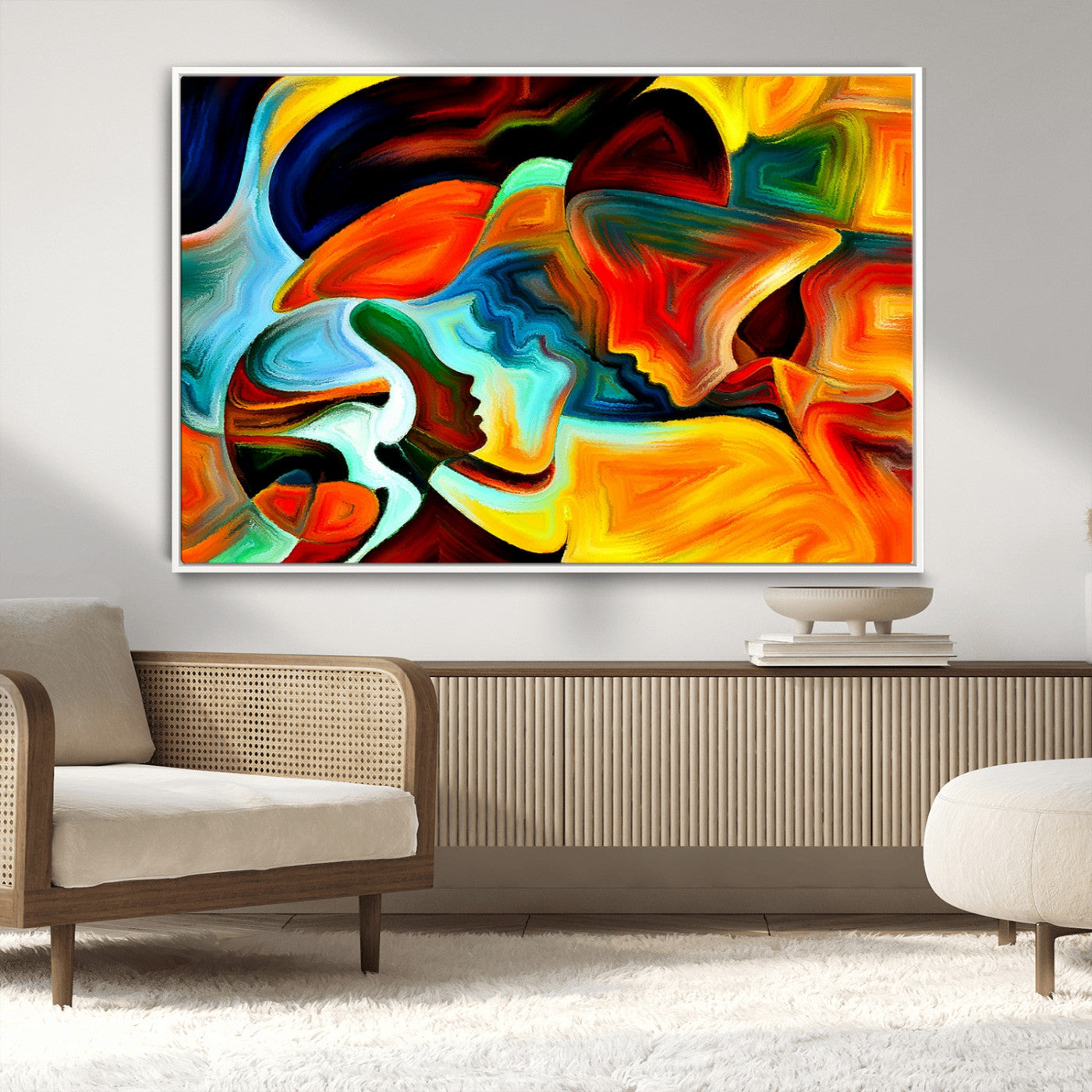 70242-MGV-CV-36X24-Human Love Figures Abstract Wall Art Canvas Print
