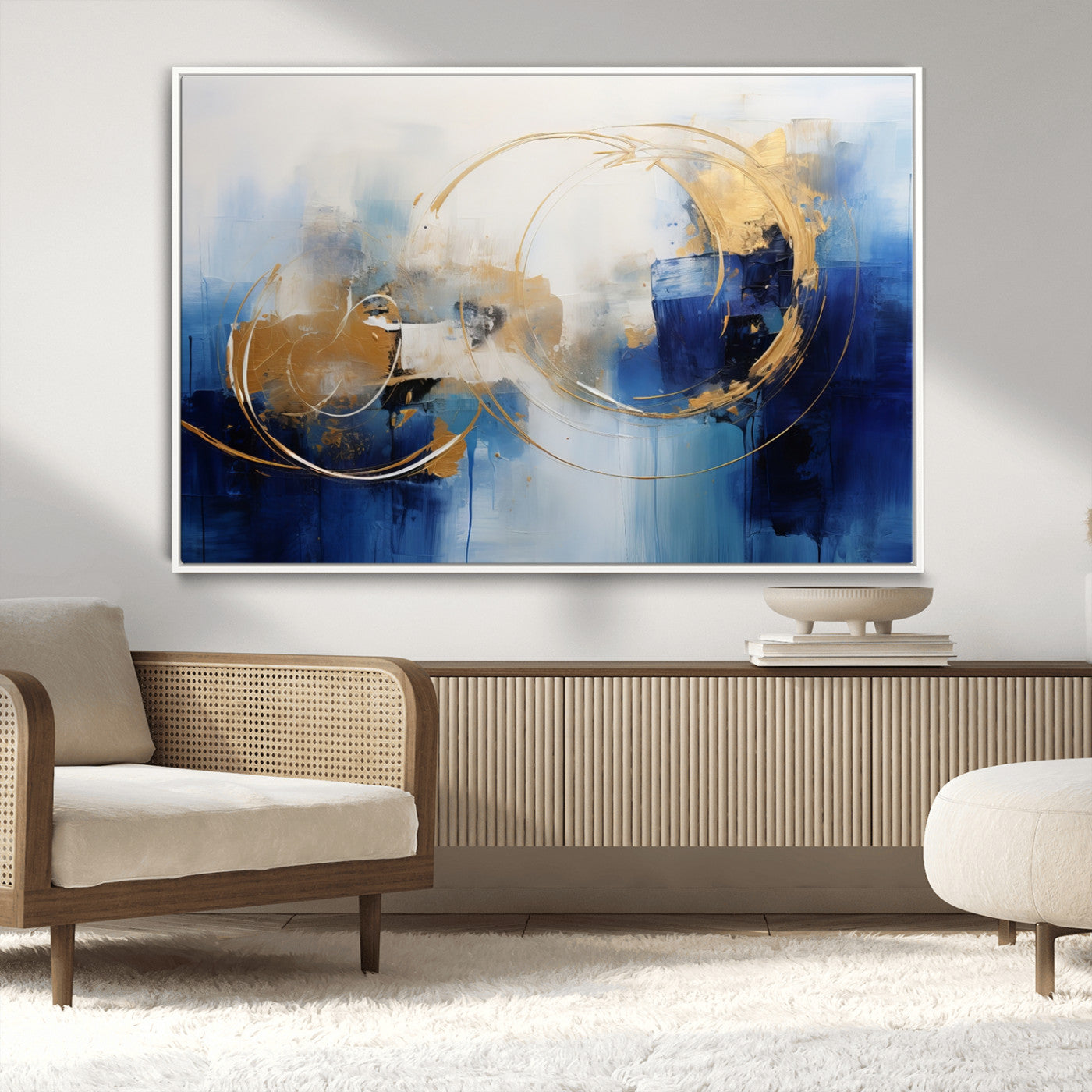 52314-MGV-CV-36X24-Navy Blue Abstract Wall Art Canvas Print