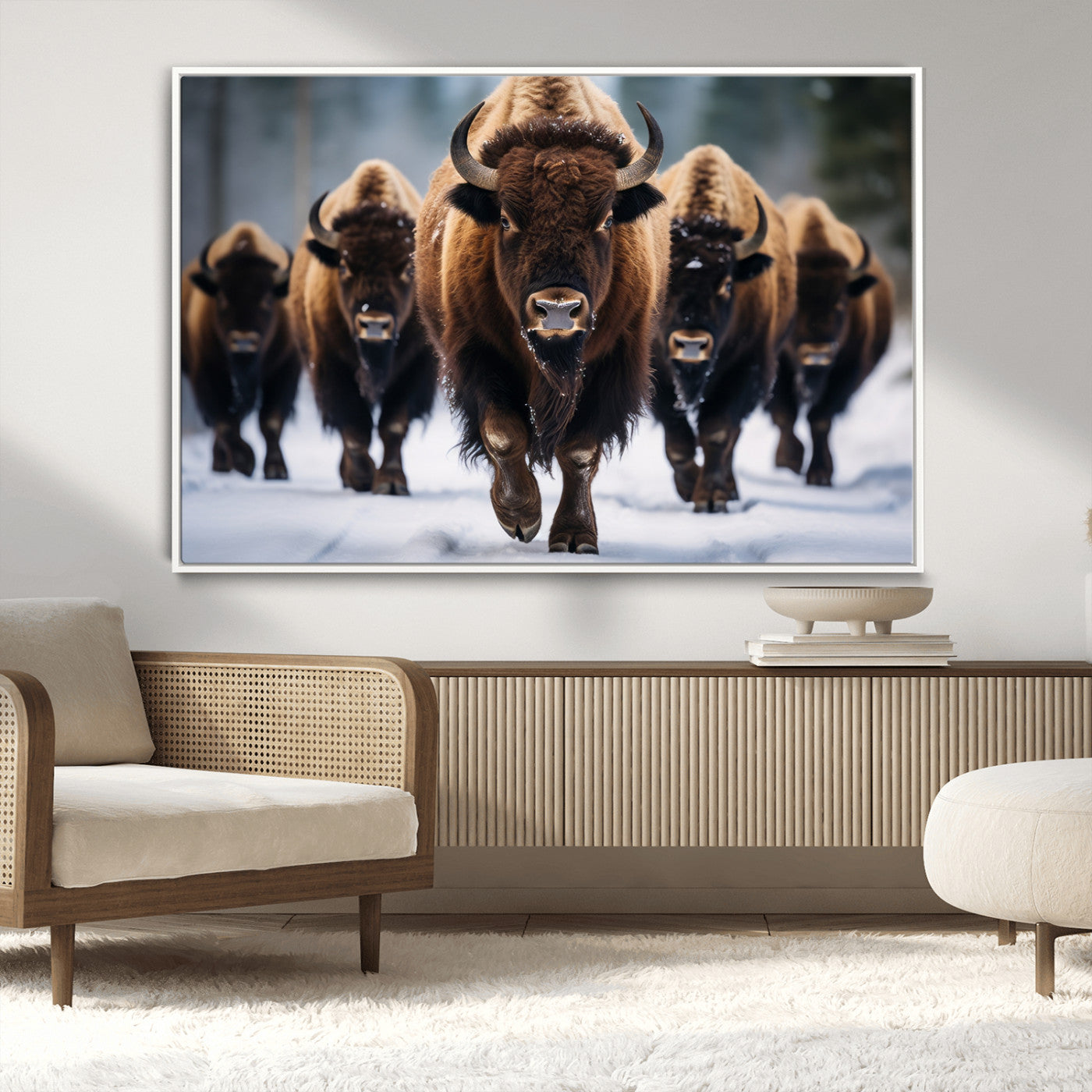 89854-MGV-CV-36X24-Buffalo Wall Art Canvas Print, American Bison Herd Wall Art Canvas Print - Bison Canvas Print