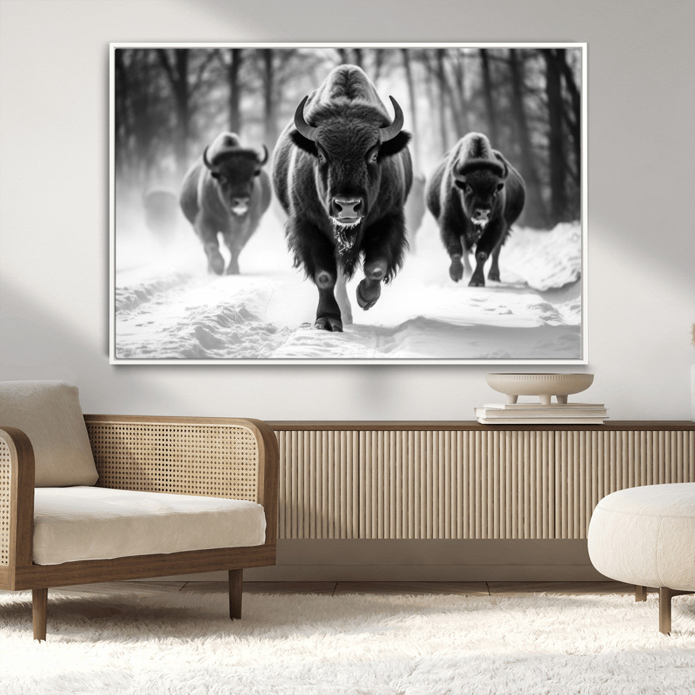 97552-MGV-CV-36X24-Buffalo Wall Art Canvas Print, Bison Family Wall Art Canvas Print