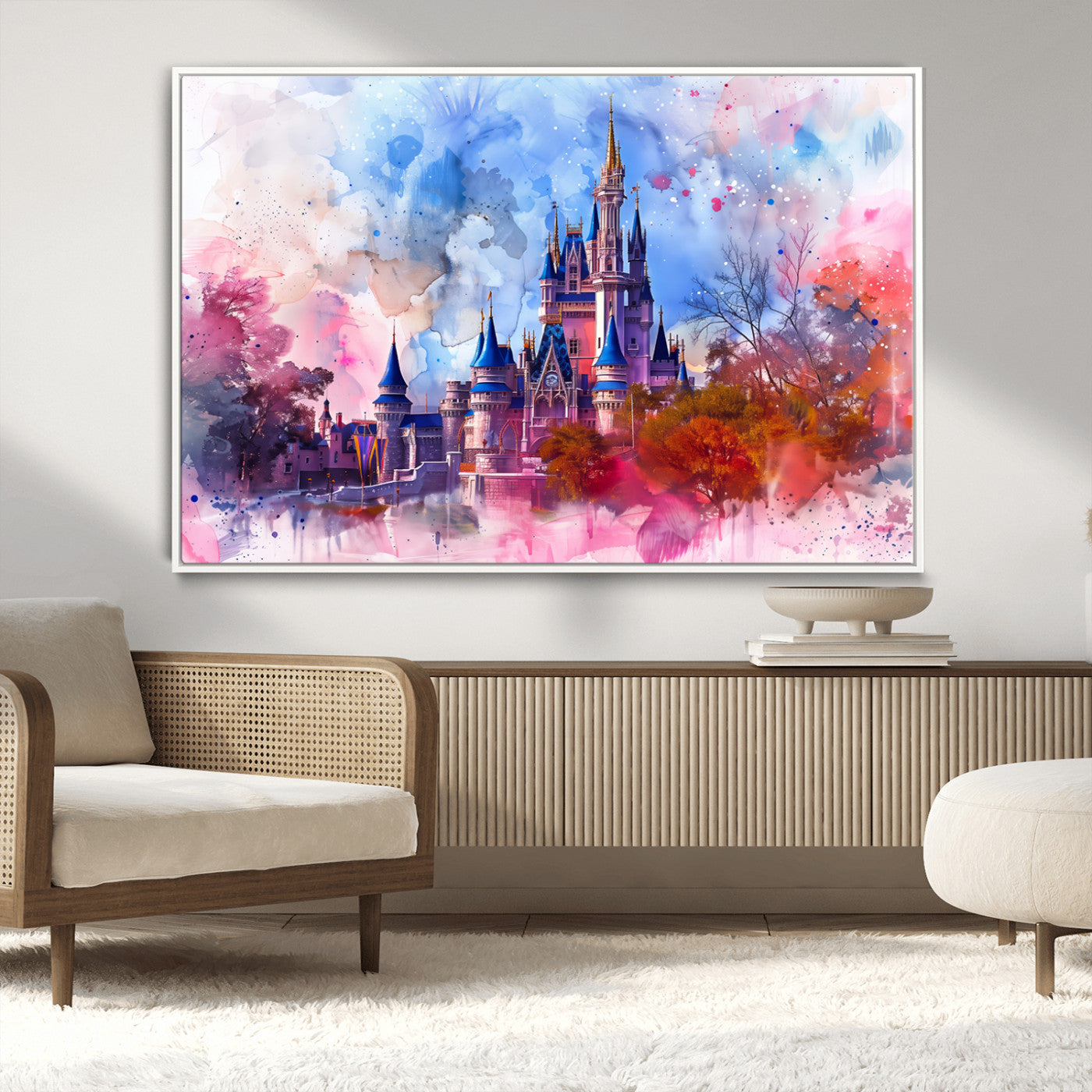 58662-MGV-CV-36X24-Disney Wall Art: Dreamy Watercolor Cinderella Castle Canvas Print