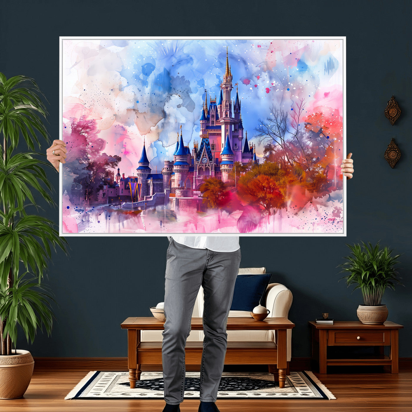 58662-MGV-CV-36X24 - Disney Wall Art: Dreamy Watercolor Cinderella Castle Canvas Print