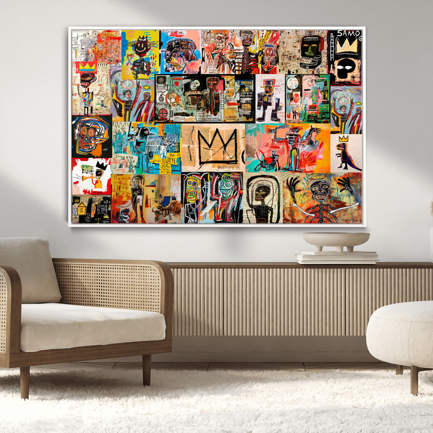 -Abstract Art Collage Wall Art Canvas Print – Framed, Ready to Hang, Urban Graffiti Style