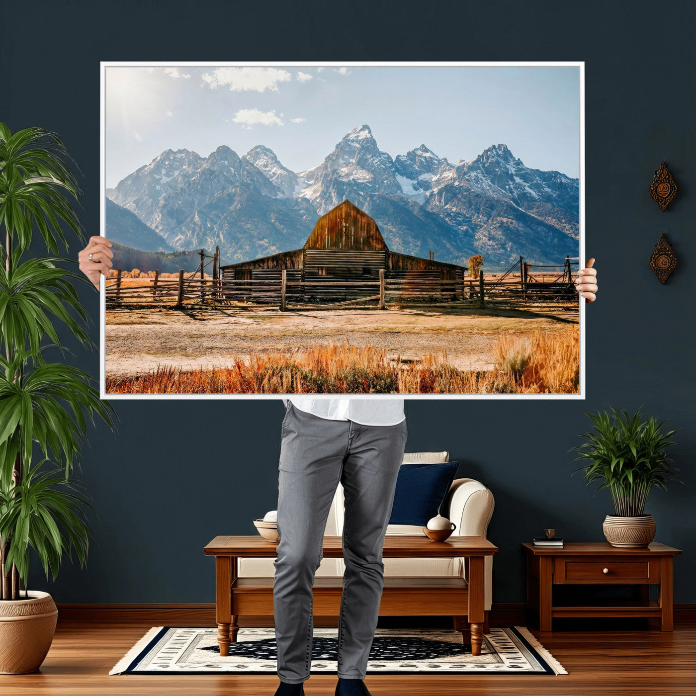 26513-MGV-CV-36X24 - Vintage Old Barn Field Wall Art Canvas Print for Farmhouse Decor - Rustic Barn Wall Art Canvas Print