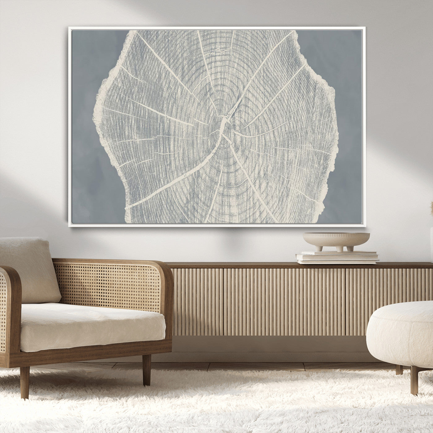 25547-MGV-FC-36X24_White-Abstract Tree Ring Wall Art Canvas Print – Nature-Inspired, Ready to Hang, Modern Home Decor