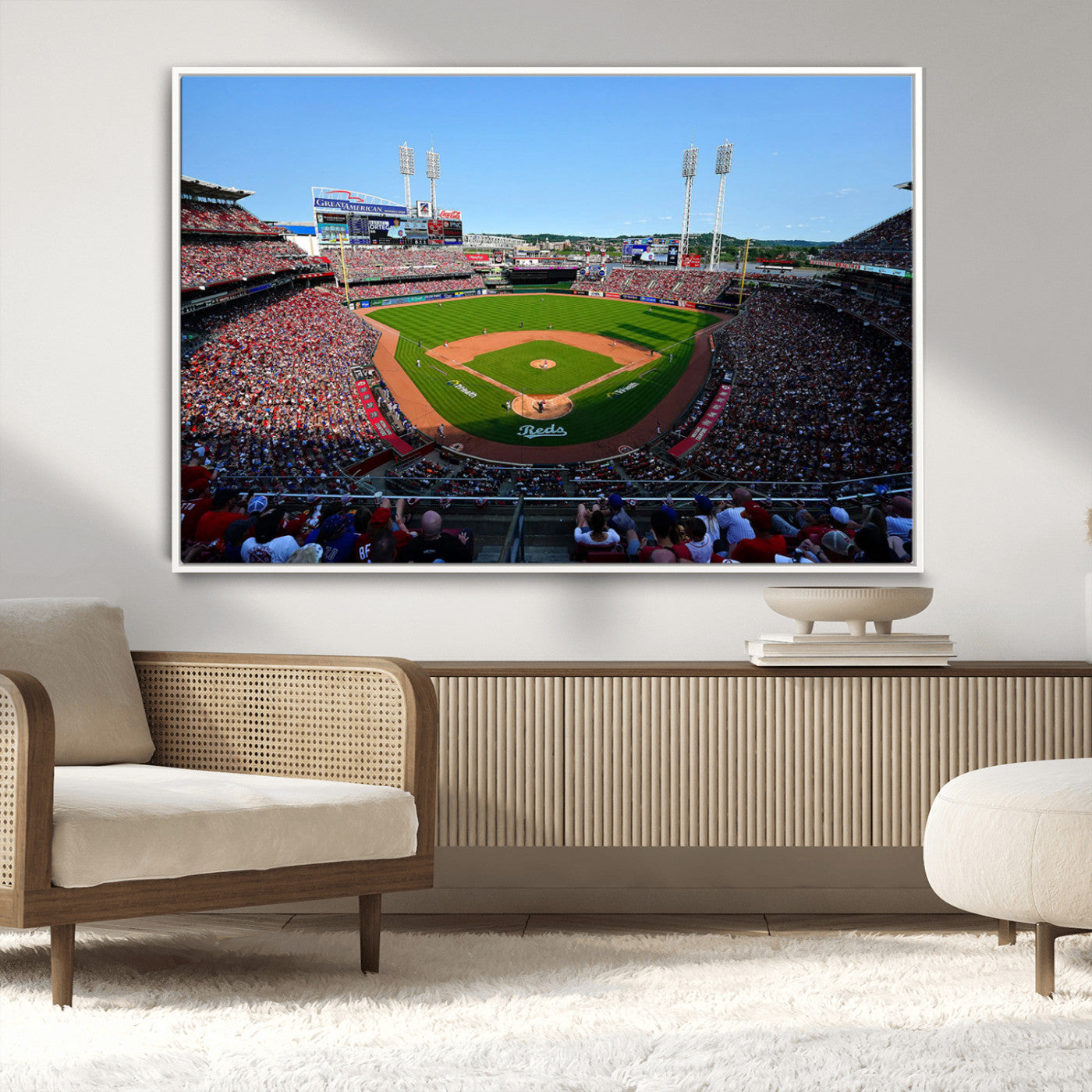 90998-MGV-CV-36X24-Cincinnati Reds Baseball Canvas Print - Great American Ball Park Stadium Wall Art Canvas Print