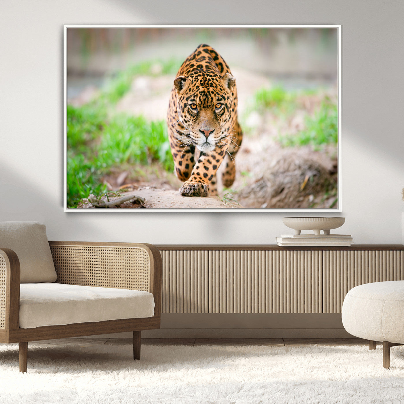 -Leopard on the Prowl - Stunning Large Framed Leopard Wall Art Canvas Wall Art for Living Room,