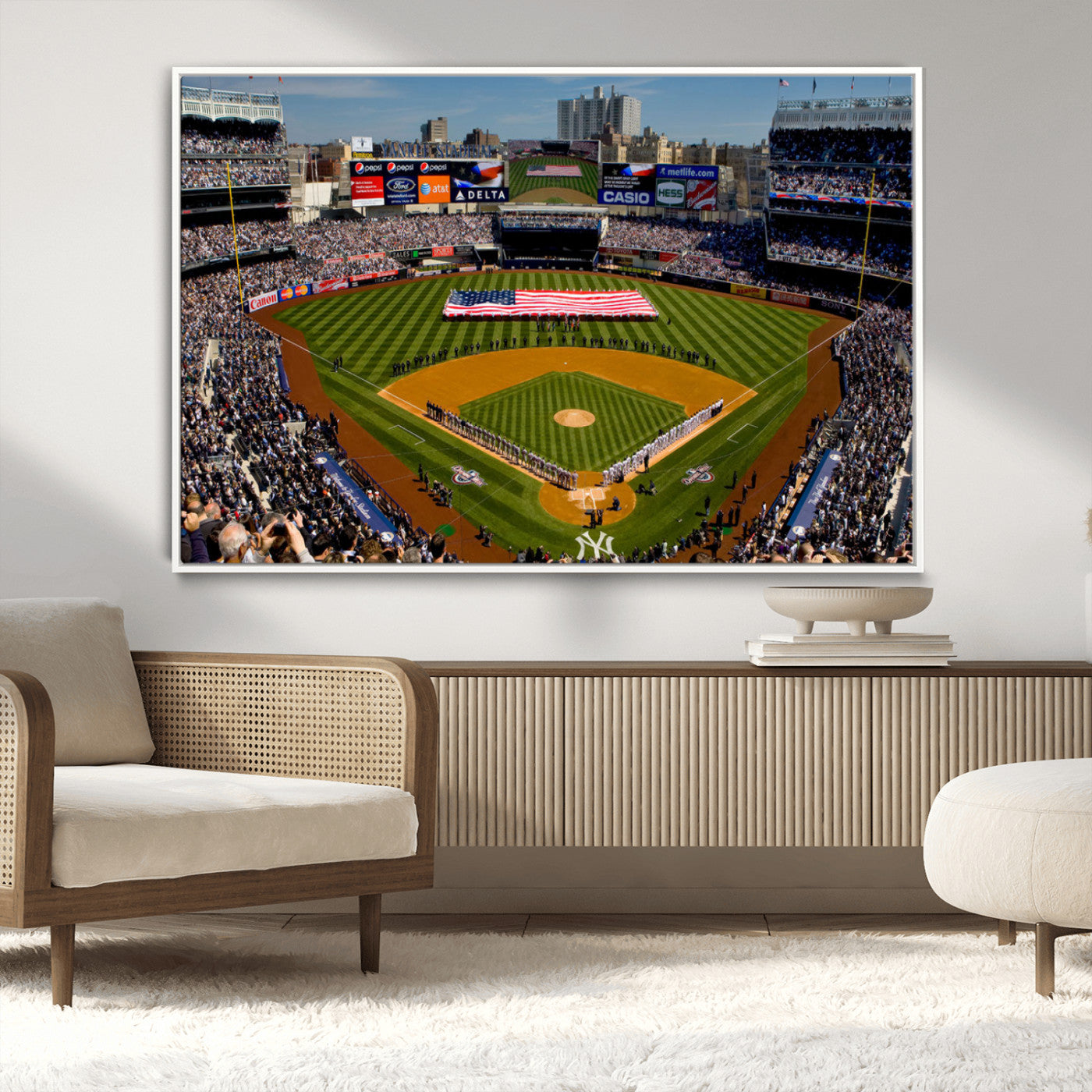 20879-MGV-CV-36X24-Yankee Stadium New York Wall Art Print | 3-Panel Canvas Print of Yankees Baseball Stadium | Large