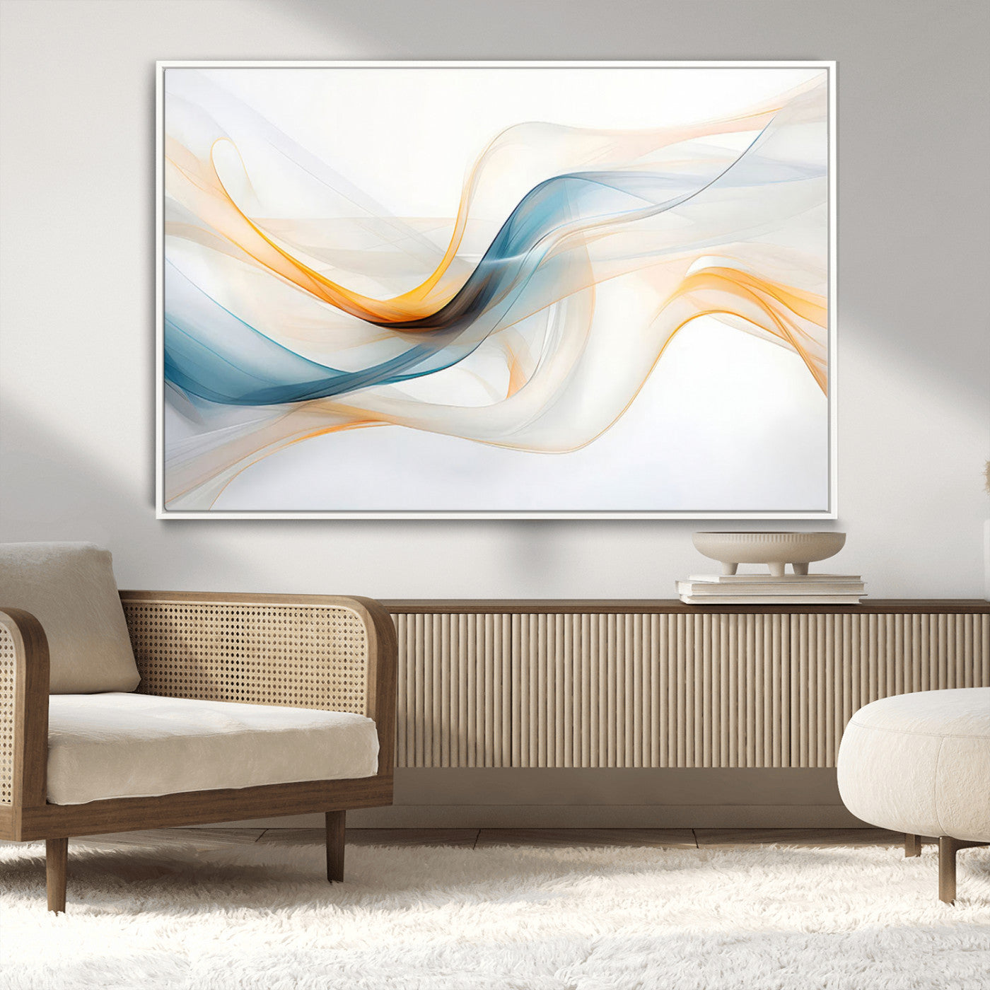 60881-MGV-CV-36X24-Decorative Turquoise Abstract Wave Wall Art Canvas Print