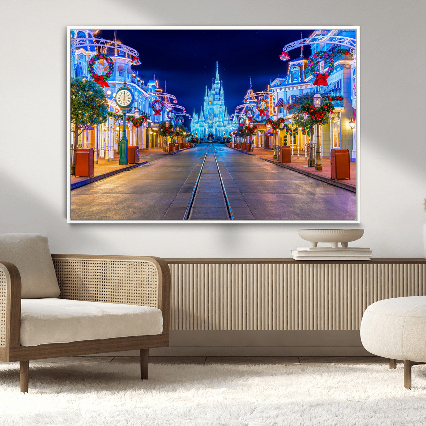 12470-MGV-CV-36X24-Disney Castle Wall Art – Large Magic Kingdom Canvas Artwork, Fairytale Design, Kids Room Christmas Decor for Home, Office