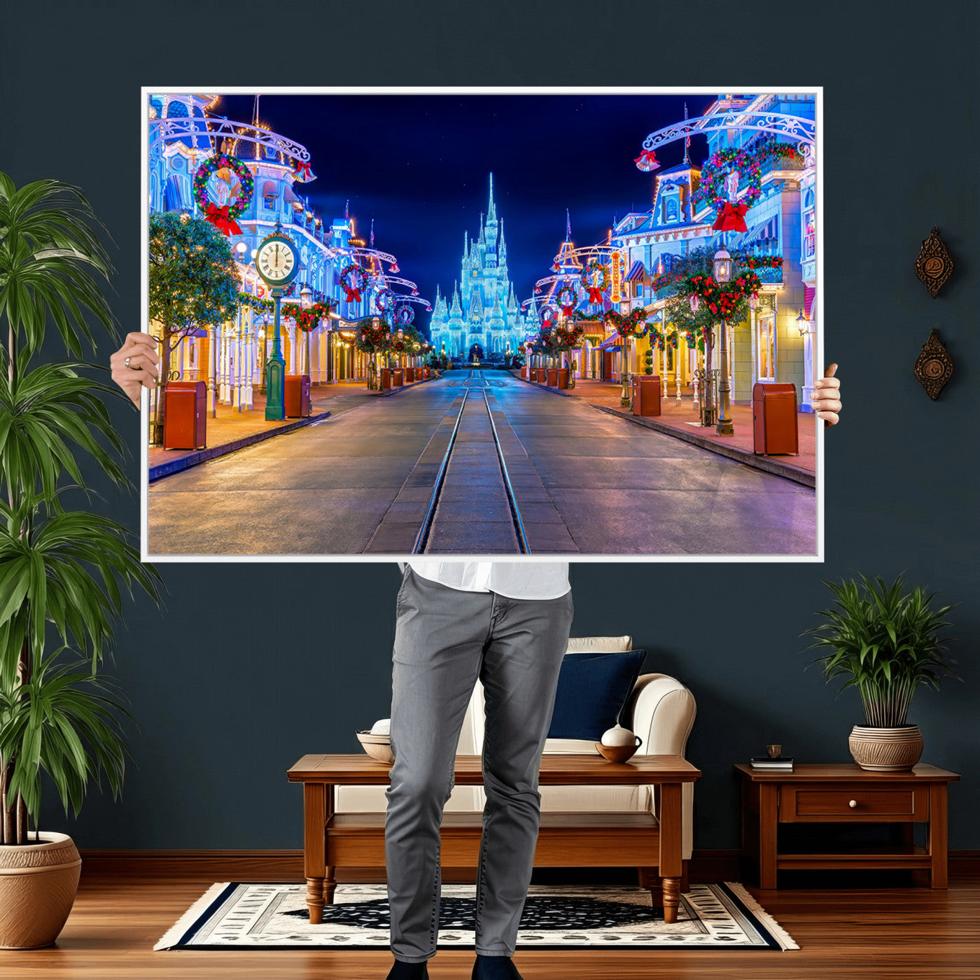 12470-MGV-CV-36X24 - Disney Wall Art | Castle Large Wall Art Disney Magic Kingdom Print for Kids Room Decoration | Disney