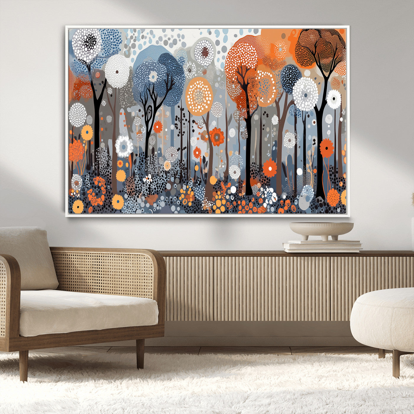 48857-MGV-CV-36X24-Abstract Winter Landscape Canvas Wall Art Print - Large Colorful Nature Wall Decor