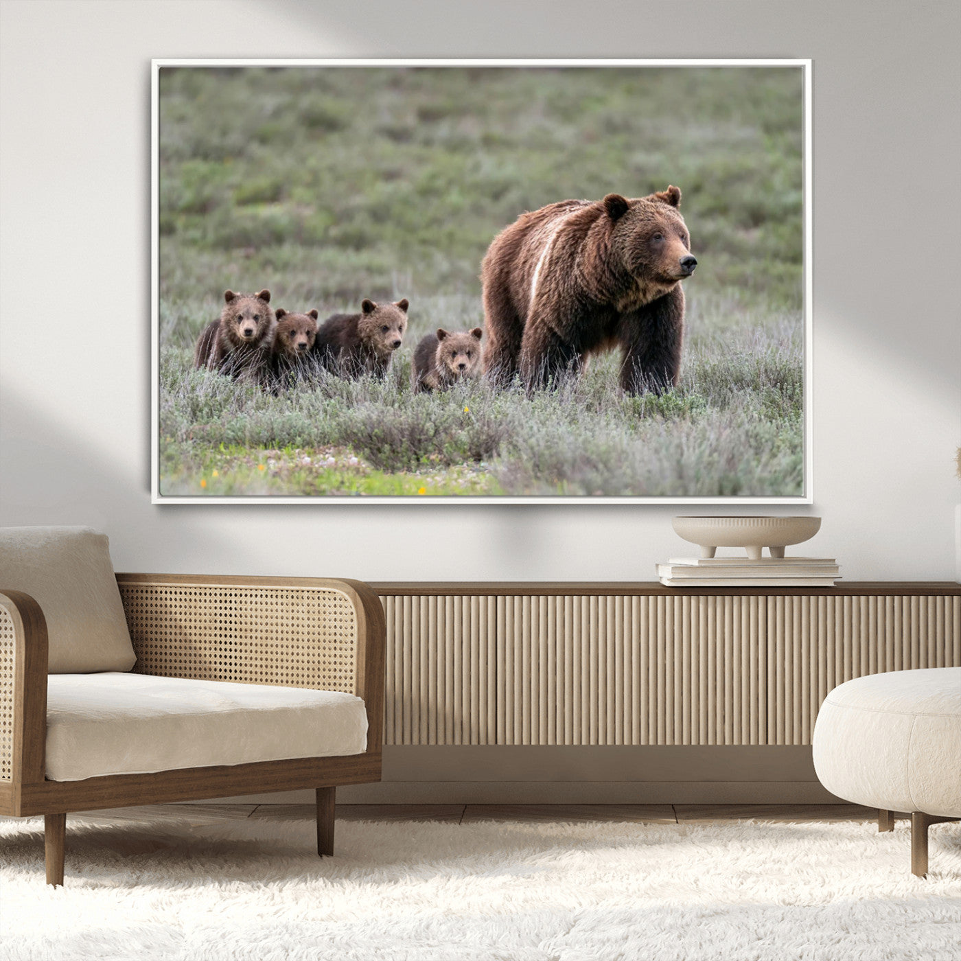 65087-MGV-CV-36X24-Wildlife Photography of 399 Grizzly Bear Cubs | Queen of the Tetons Canvas Wall Art Print