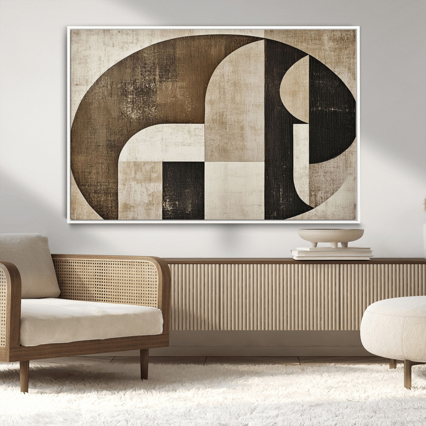 44796-MGV-CV-36X24-Wabi Sabi Abstract Wall Art | Geometric Modern Minimalist Canvas Print with Neutral Mid Century Art