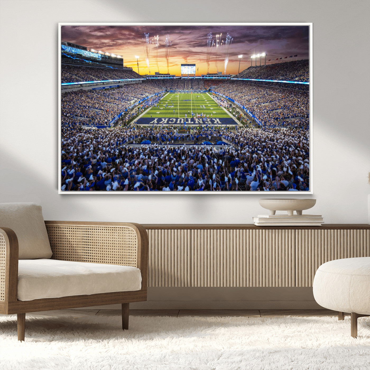 78524-MGV-FC-36X24_White-Kroger Field Wall Art Print - Kentucky Stadium Wall Art Print - Sunset Football Stadium Wall Decor -