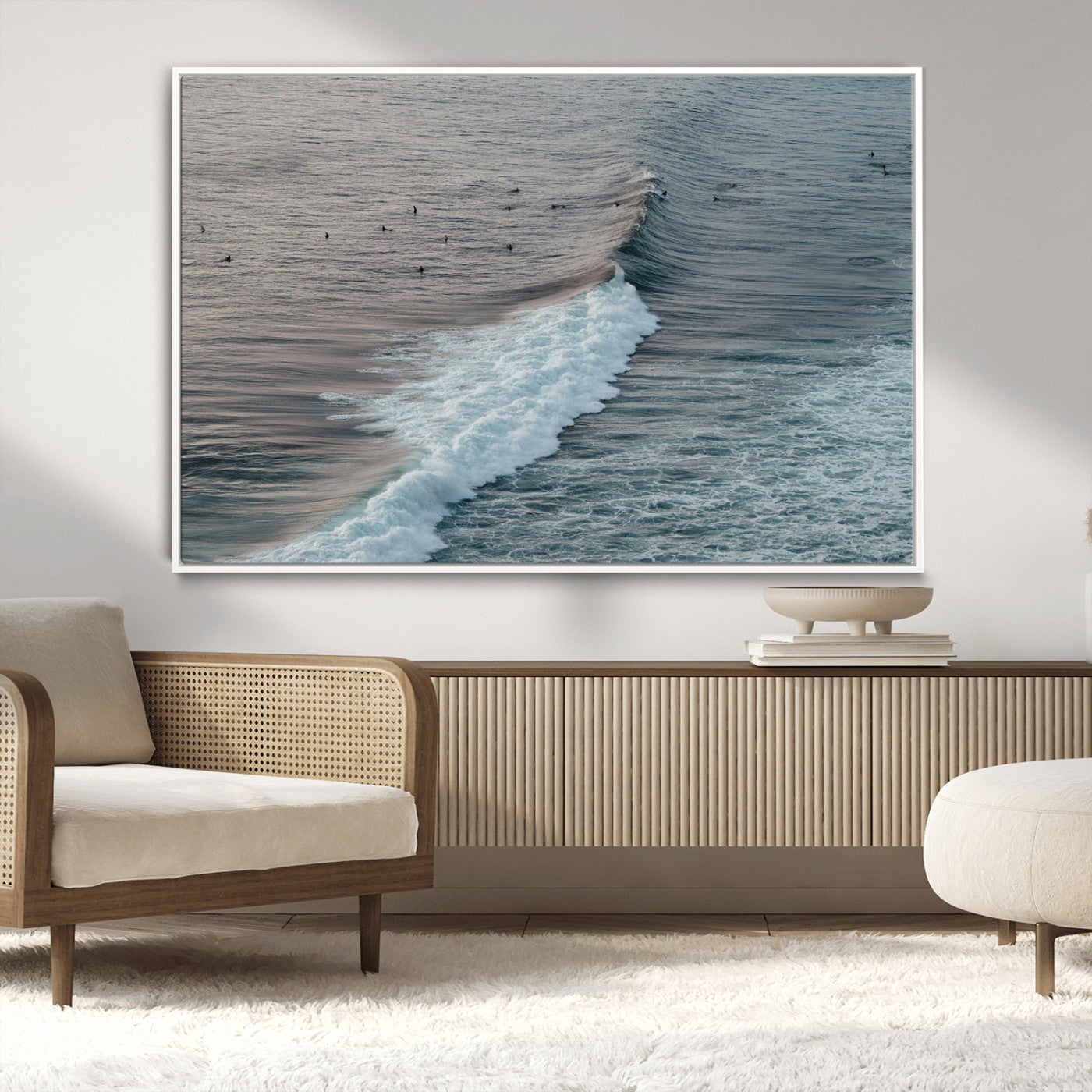 -Ocean Waves Wall Art Canvas Print – Framed Coastal Serenity Surf Nature Scene Artwork for Home Office