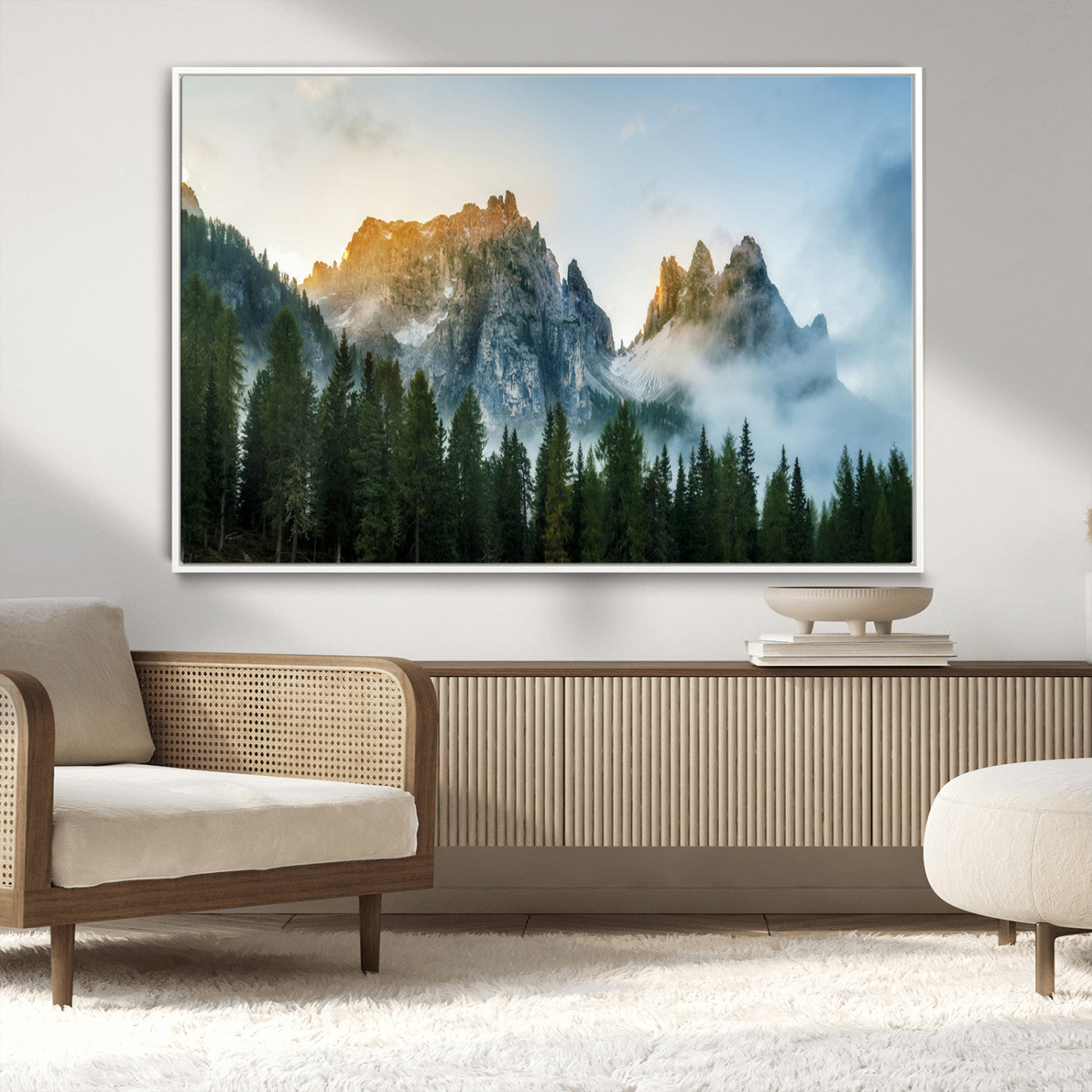 21145440-MGV-CV-36X24-Wilderness Wall Art Canvas Print – Misty Forest Nature Landscape Photography Rustic Scenic Artwork for Home, Office