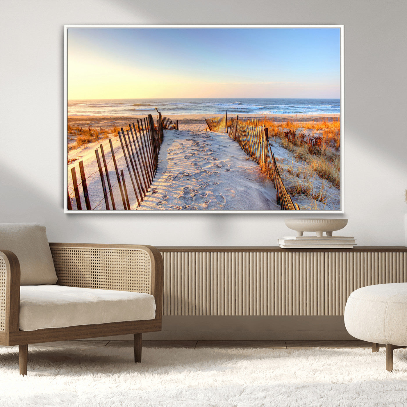 73351887-MGV-CV-36X24-Ocean Sunset Wall Art Canvas Print – Nautical Beach Photography Summer Coastal Serenity Artwork for Home, Office