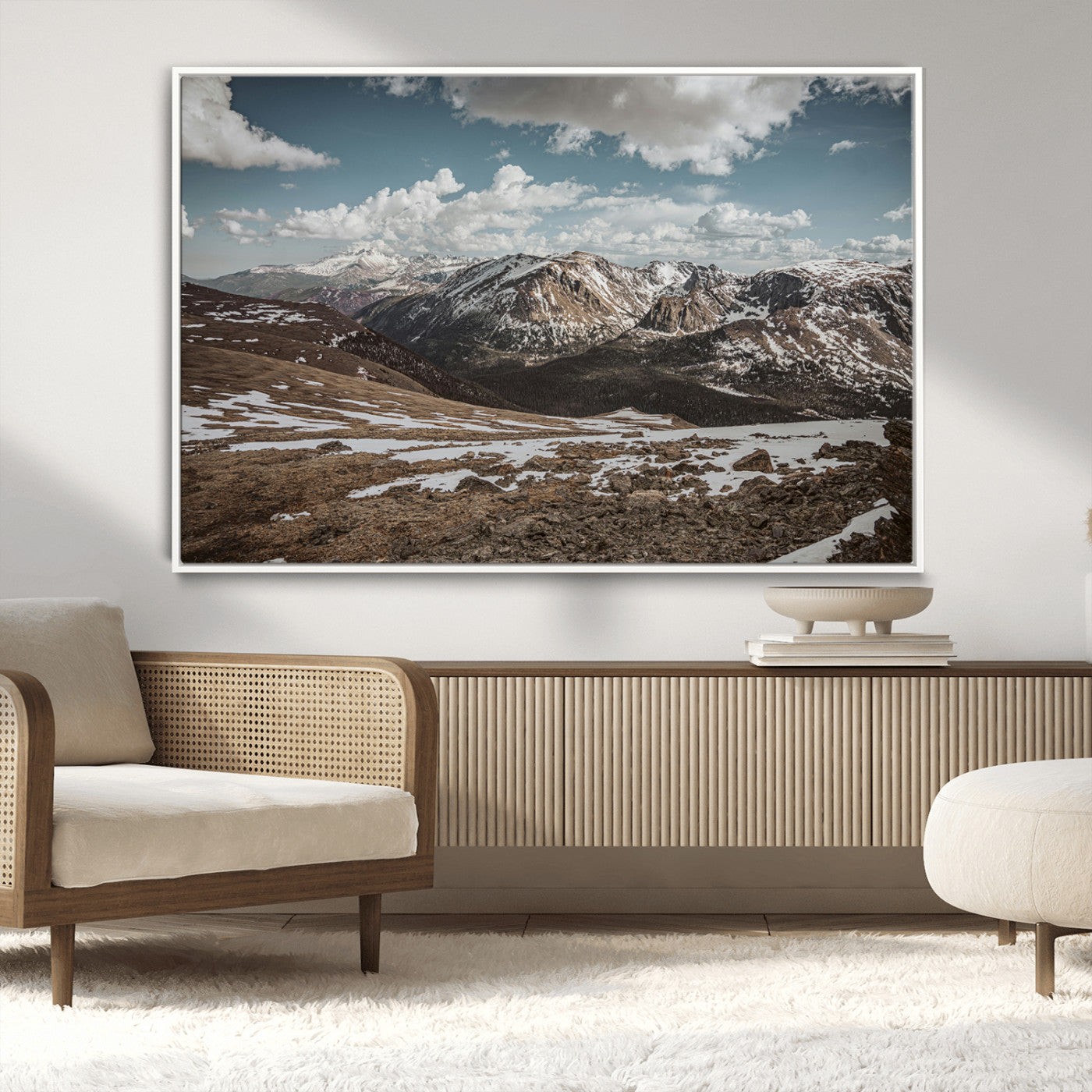 44565953-MGV-CV-36X24-Mountain Landscape Wall Art Canvas Print – Framed Snowy Peaks Rugged Highlands Nature Scene Artwork for Home Office