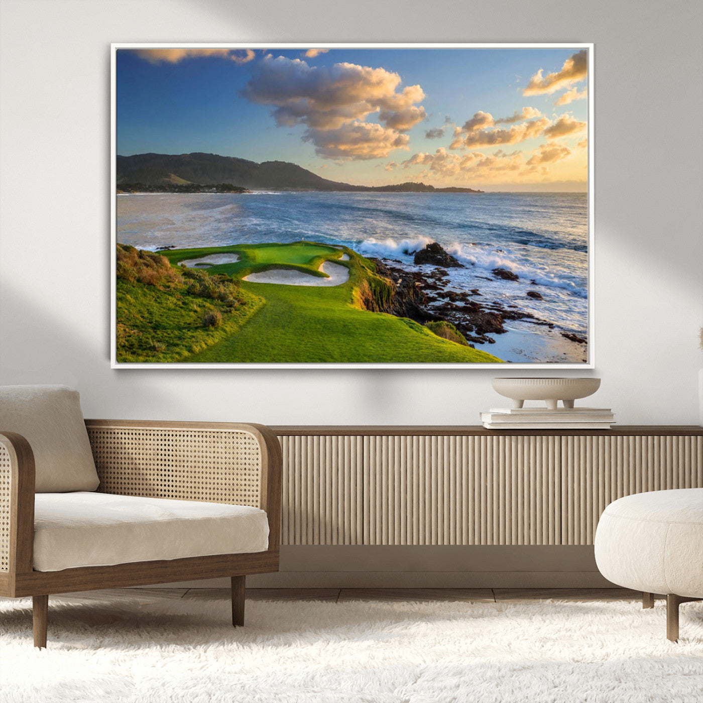50107048-MGV-CV-36X24-Pebble Beach Golf Links Wall Art Canvas Print – Iconic Coastal Golf Course Artwork for Home, Office, Living Room