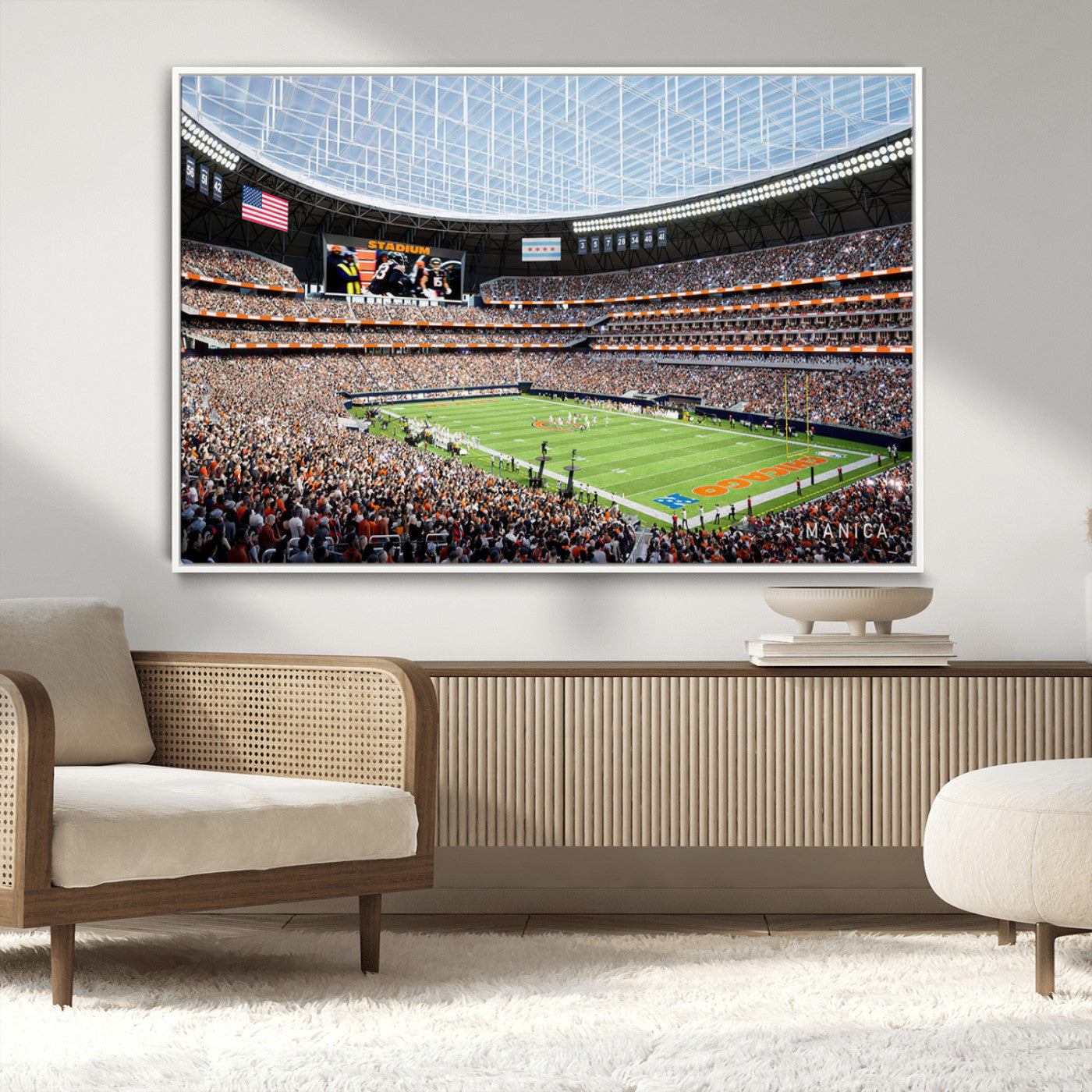 -Chicago Bears Soldiers Field Wall Art Canvas Print – Framed Football Stadium Artwork for Home, Office, Living Room