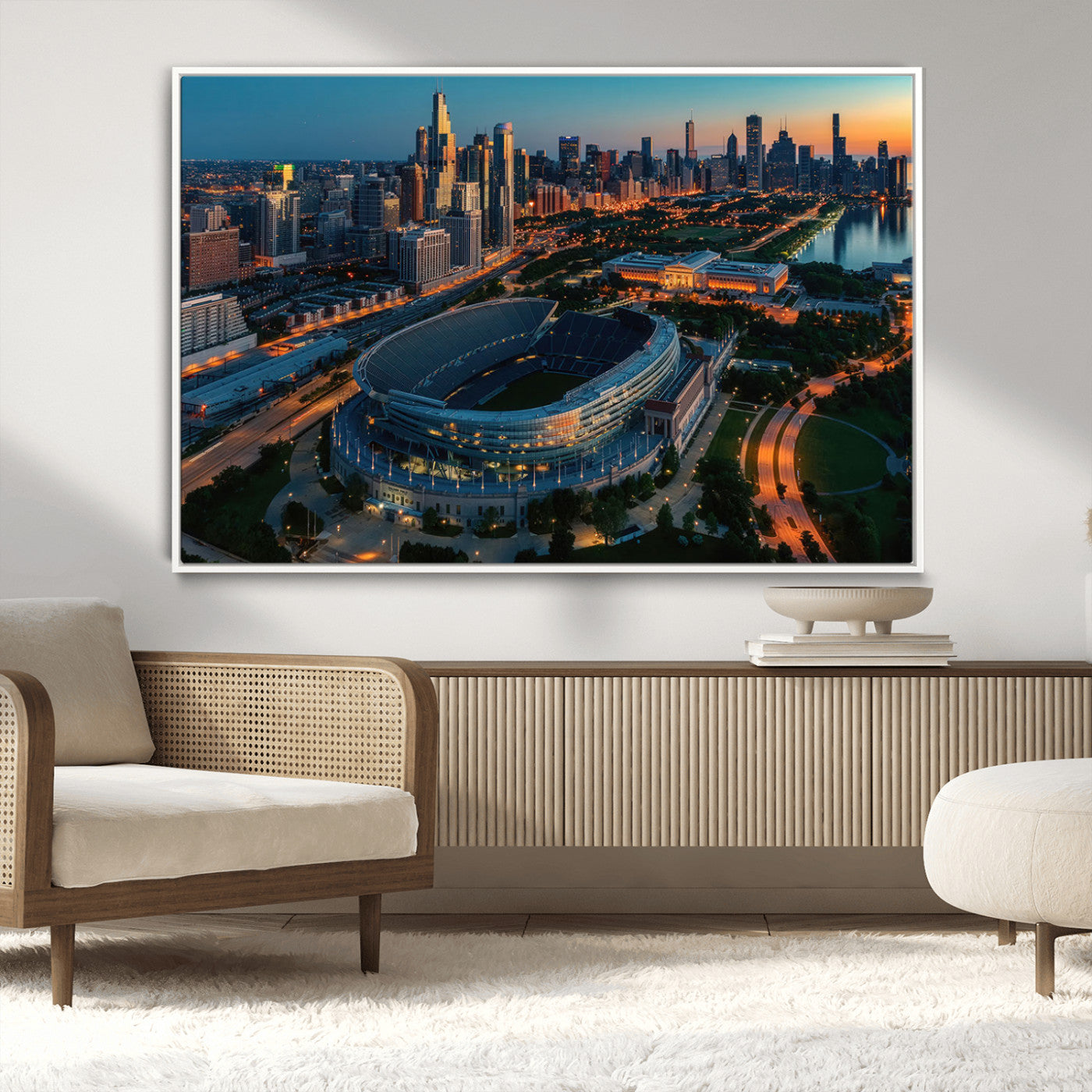 -Chicago Bears Soldiers Field Wall Art Canvas Print – Framed Football Stadium Artwork for Home, Office, Living Room
