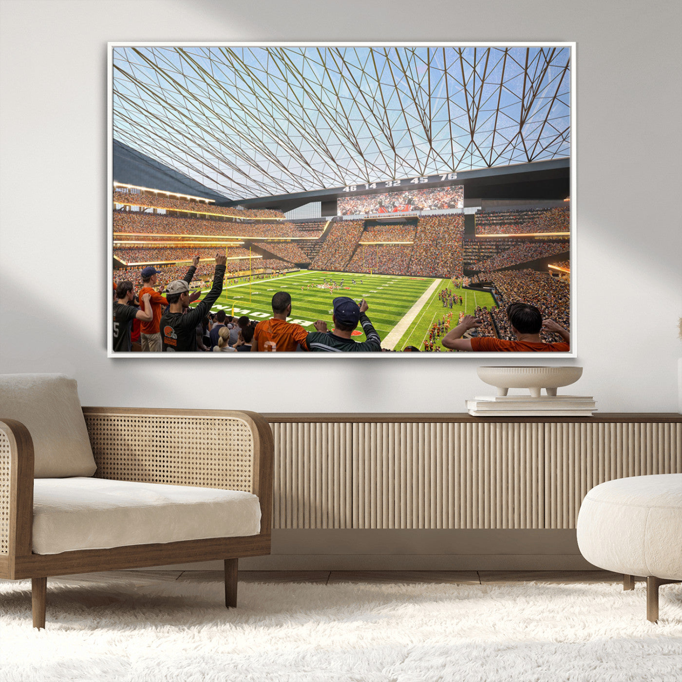 -Cleveland Browns Stadium Wall Art Canvas Print – Framed NFL Football Arena Artwork for Home, Office, Living Room