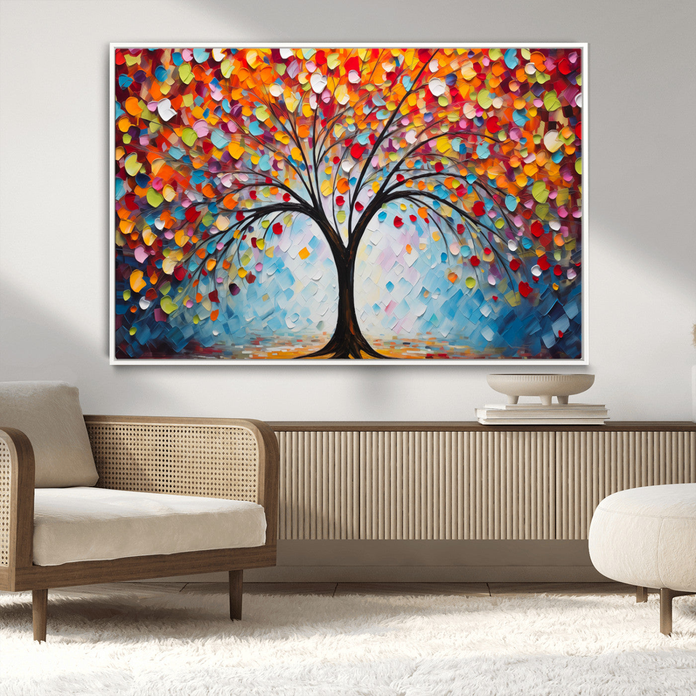 HS2447-MGV-CV-36X24-Vibrant Tree of Life Canvas Wall Art – Colorful Abstract Nature in Modern Decor - Ready to Hang